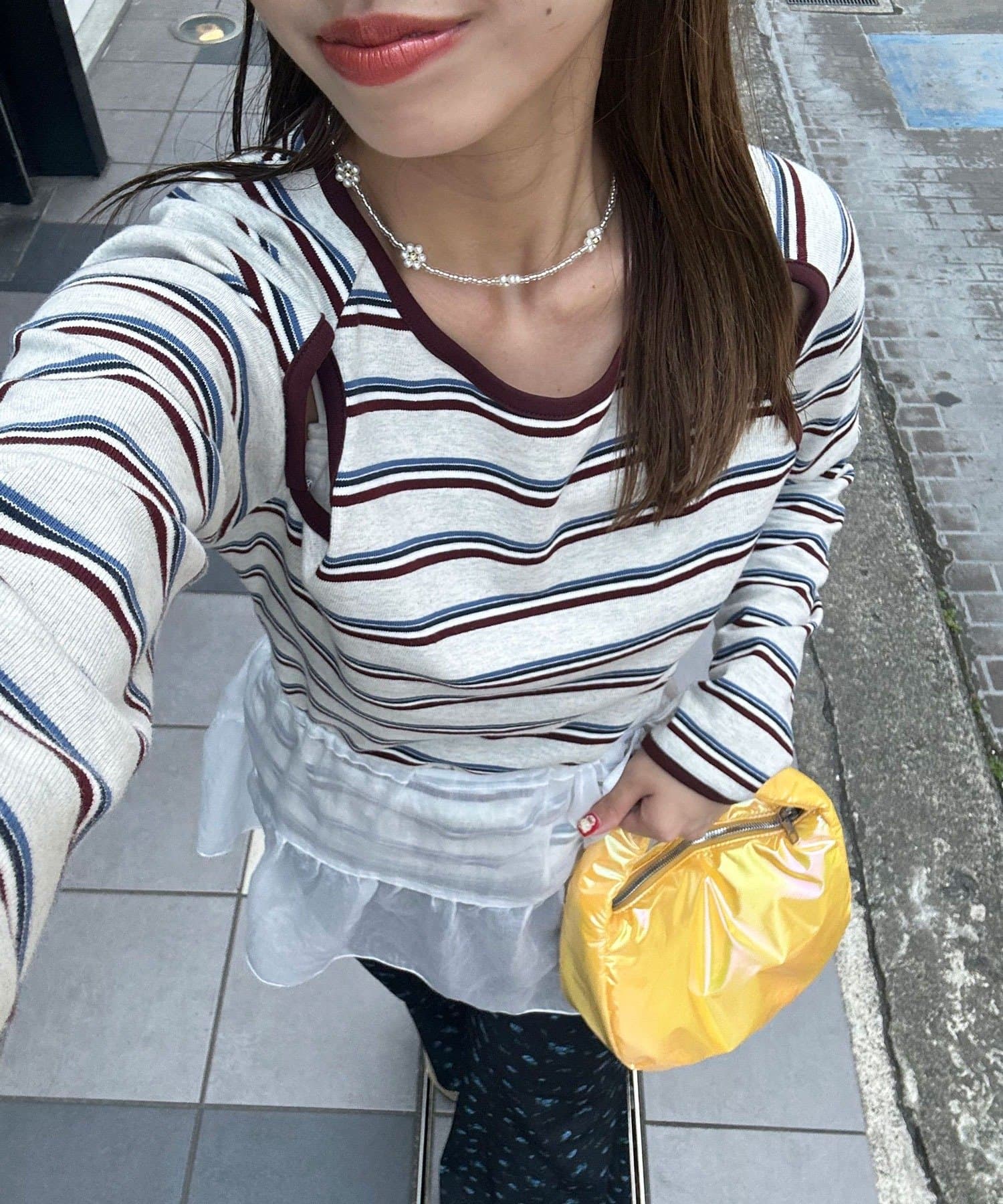 CIAOPANIC(チャオパニック) 【HELLO.SANFRANCISCO/ハローサンフランシスコ】カットアウトマルチボーダーTEE