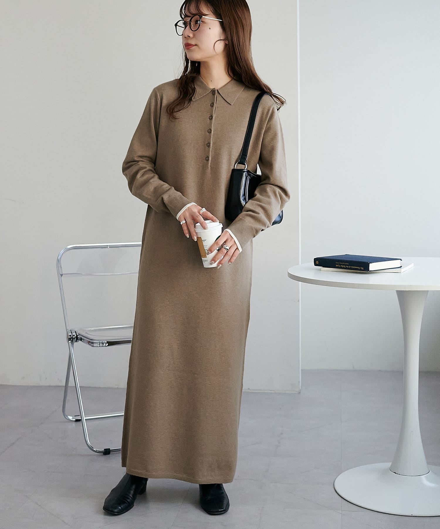 Discoat】モチモチ衿付きニットワンピース | OUTLET(アウトレット