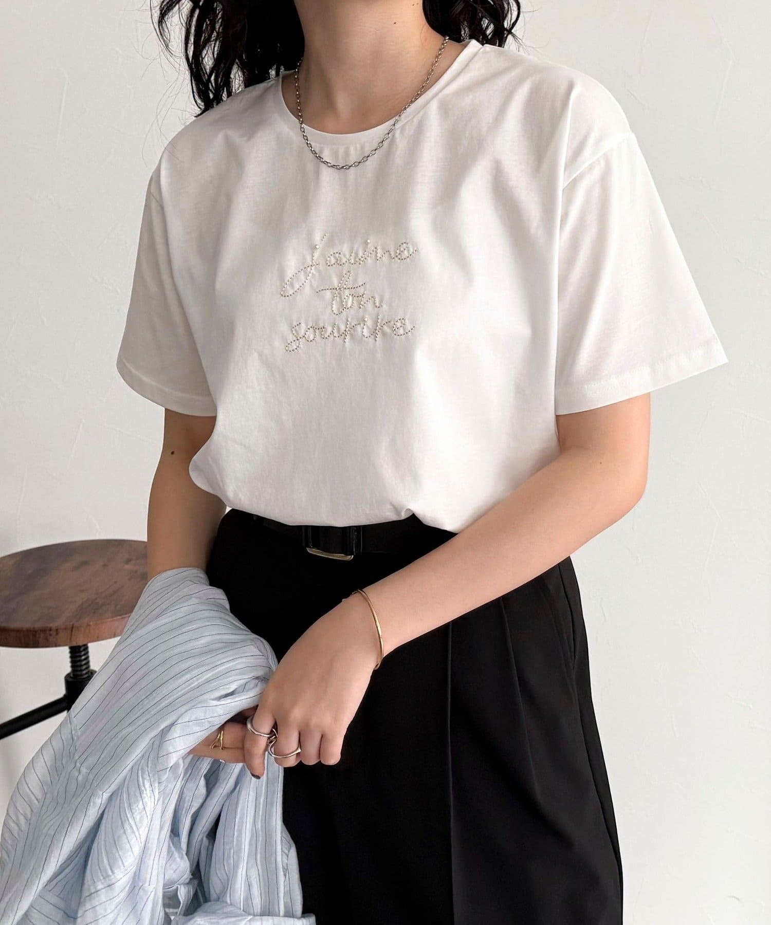 FREDY & GLOSTER(フレディ アンド グロスター) パールロゴシルケット半袖Tシャツ