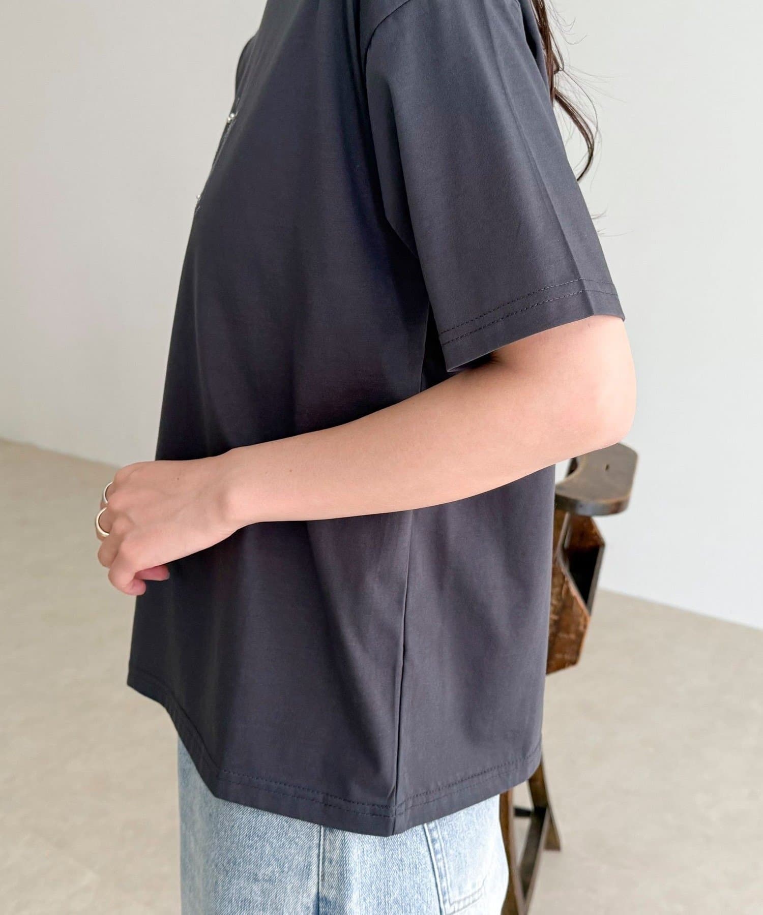 FREDY & GLOSTER(フレディ アンド グロスター) パールロゴシルケット半袖Tシャツ