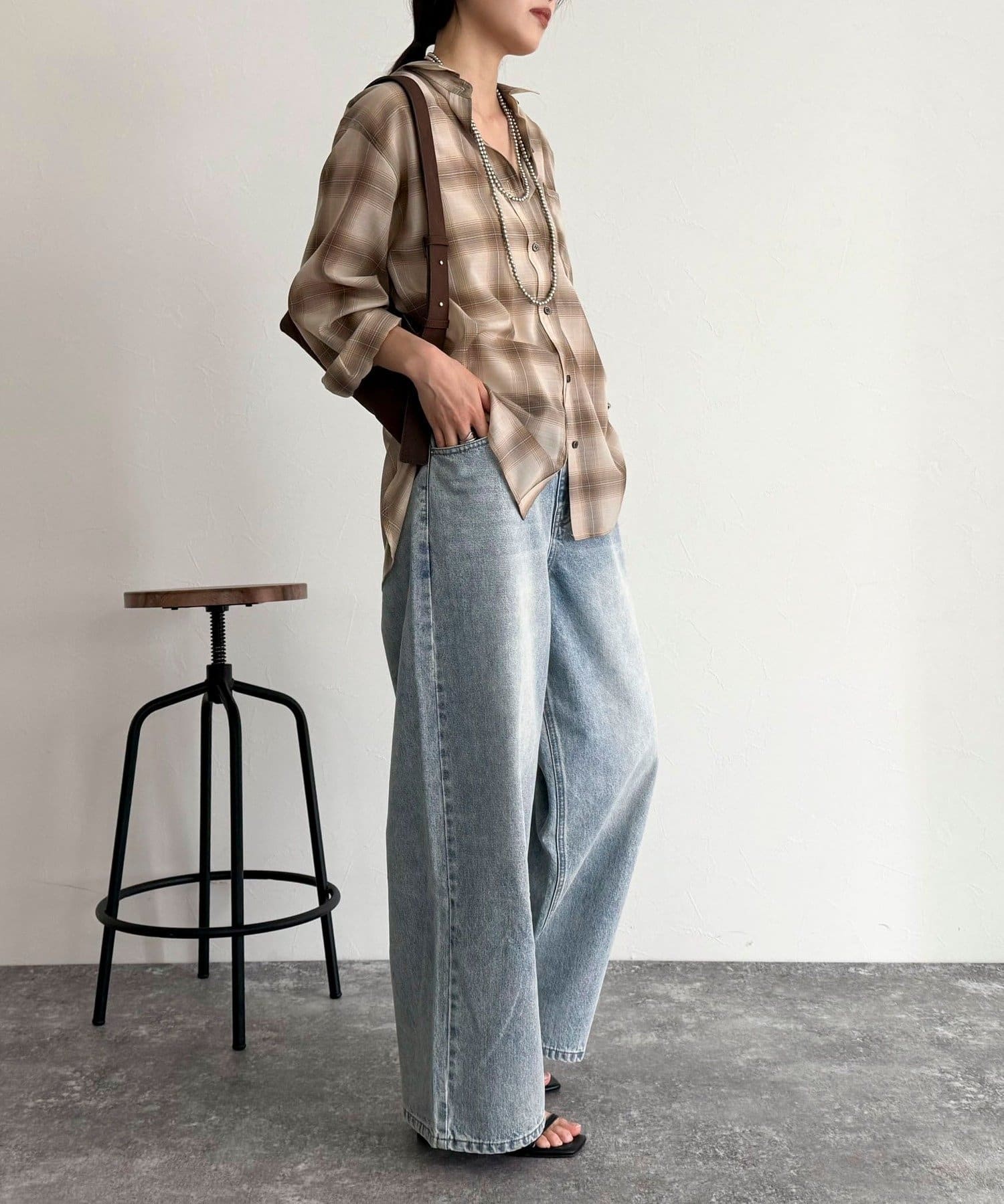 フレディ&グロスター チェック柄シャツコート 新品未使用、タグ付き オンブレーチェック柄シャツ | FREDY & GLOSTER(フレディ アンド