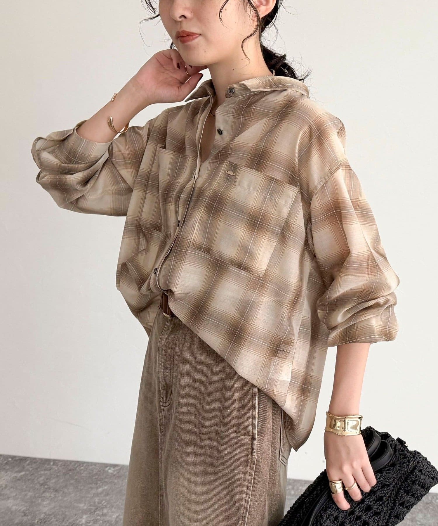 【ANTIGEL】新作★TARTAN GLAMOUR★コンフォート大きめカップ 綿混バルーントップス【SALE】 ALX626 :レディース トップス