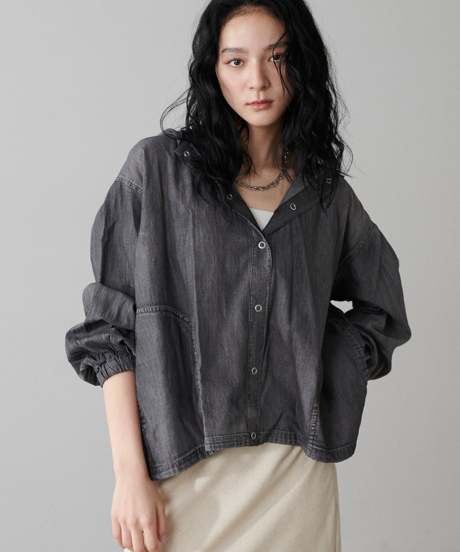 LARUTA(ラルータ) ［Web限定］デニム風フード付きパーカー