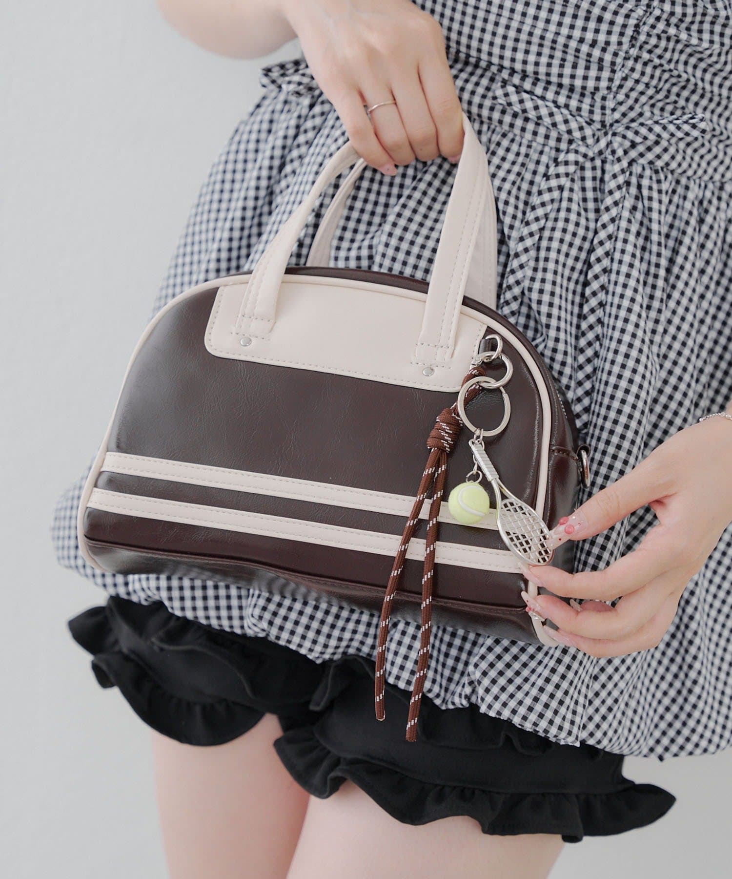 NICE CLAUP / OLIVE des OLIVE OUTLET(ナイスクラップ  / オリーブ デ オリーブ アウトレット) 【RMAF】テニスチャーム付き２WAYボストン