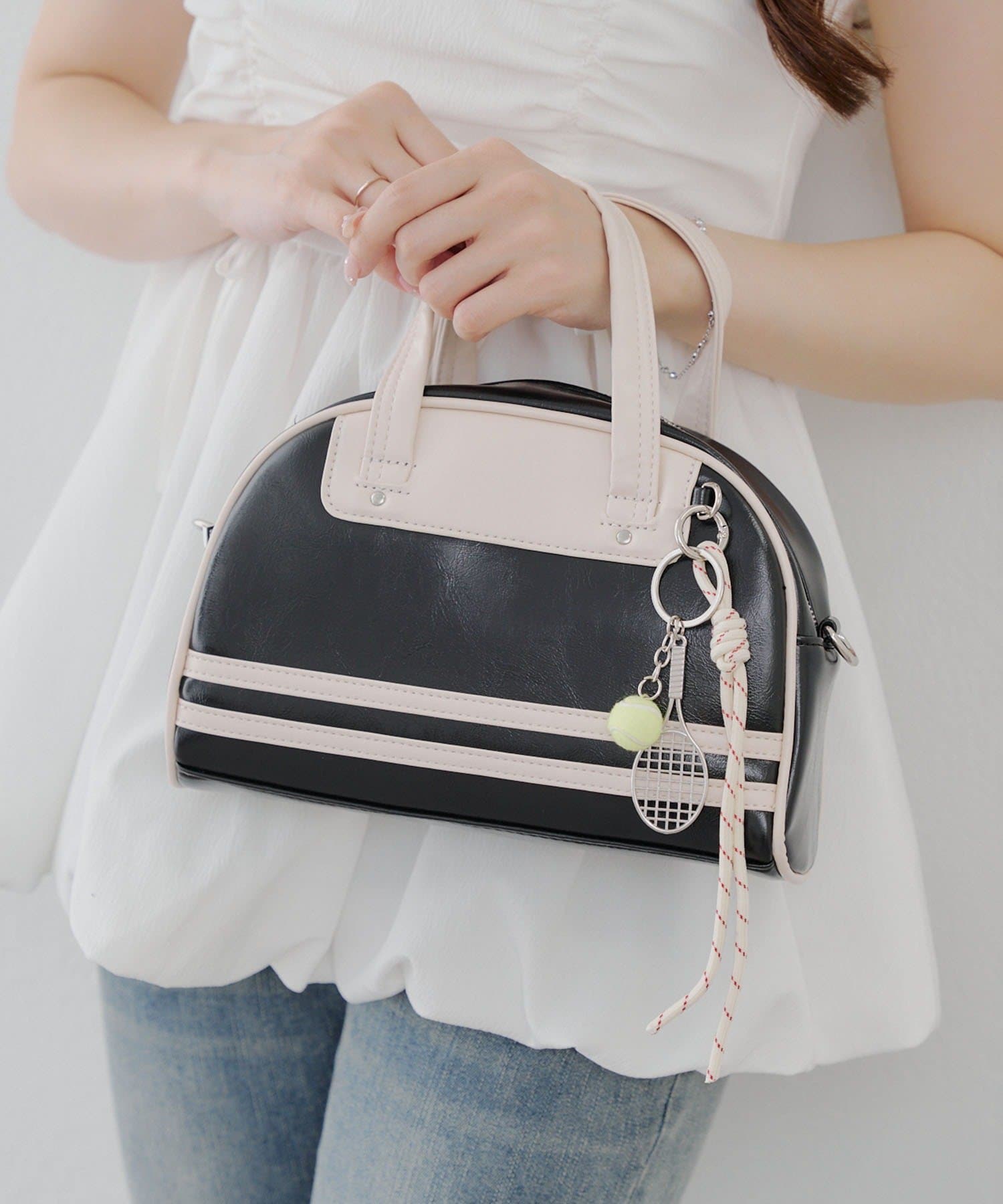 NICE CLAUP / OLIVE des OLIVE OUTLET(ナイスクラップ  / オリーブ デ オリーブ アウトレット) 【RMAF】テニスチャーム付き２WAYボストン