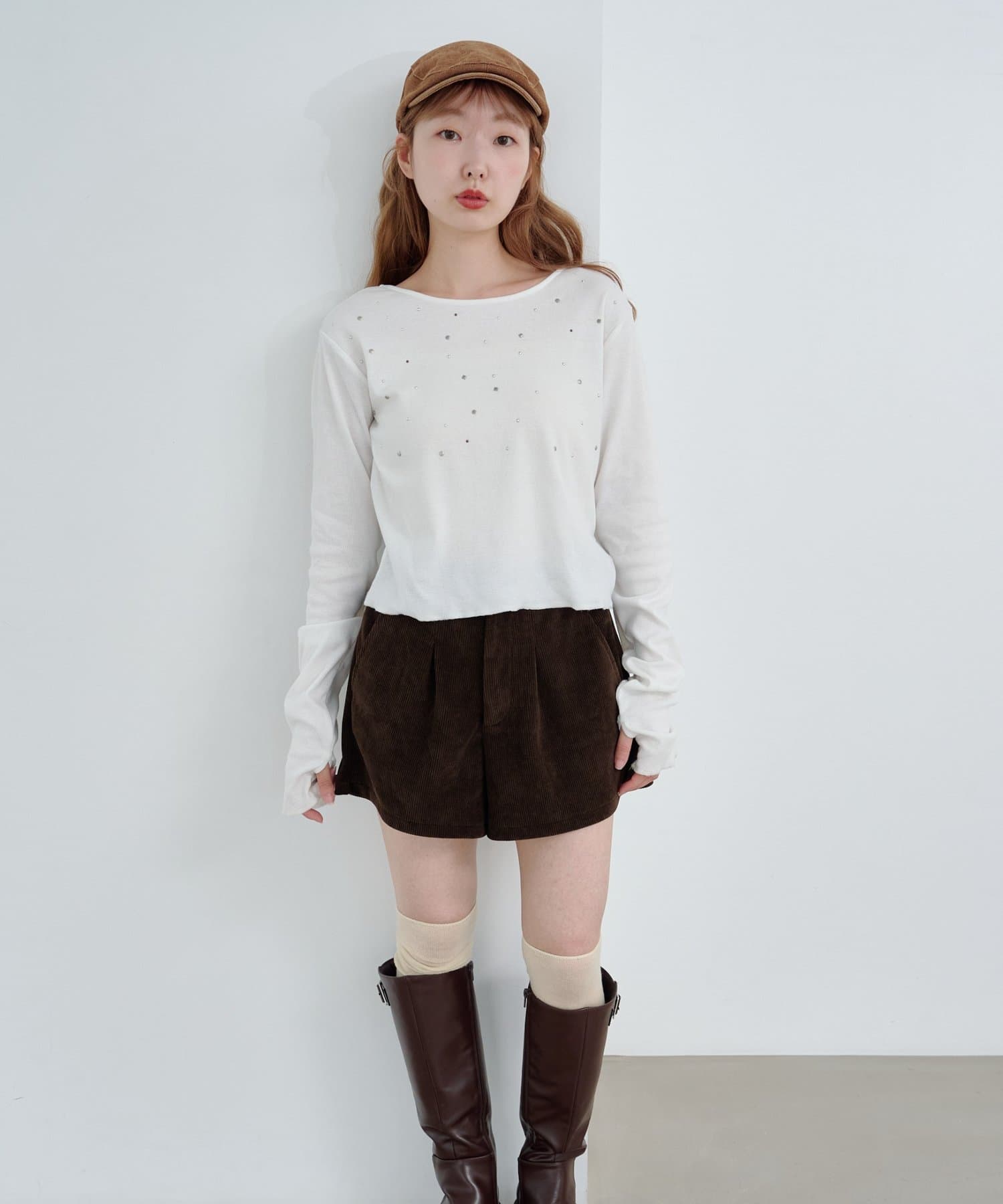 Kastane(カスタネ) 【2025AW】スタッズリブカットソー
