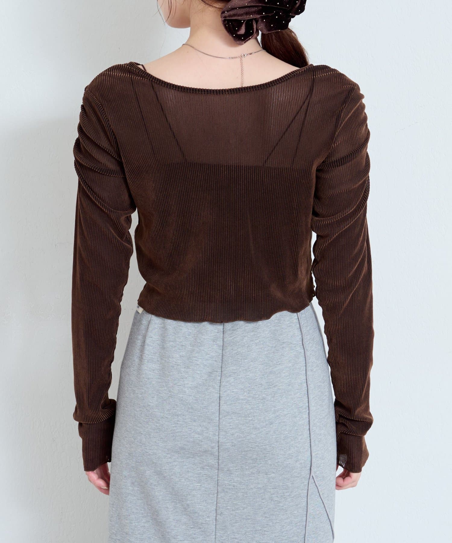 Kastane(カスタネ) 【新色追加/6色展開/2サイズ展開】ストライプベロアフロッキー2wayカーディガン