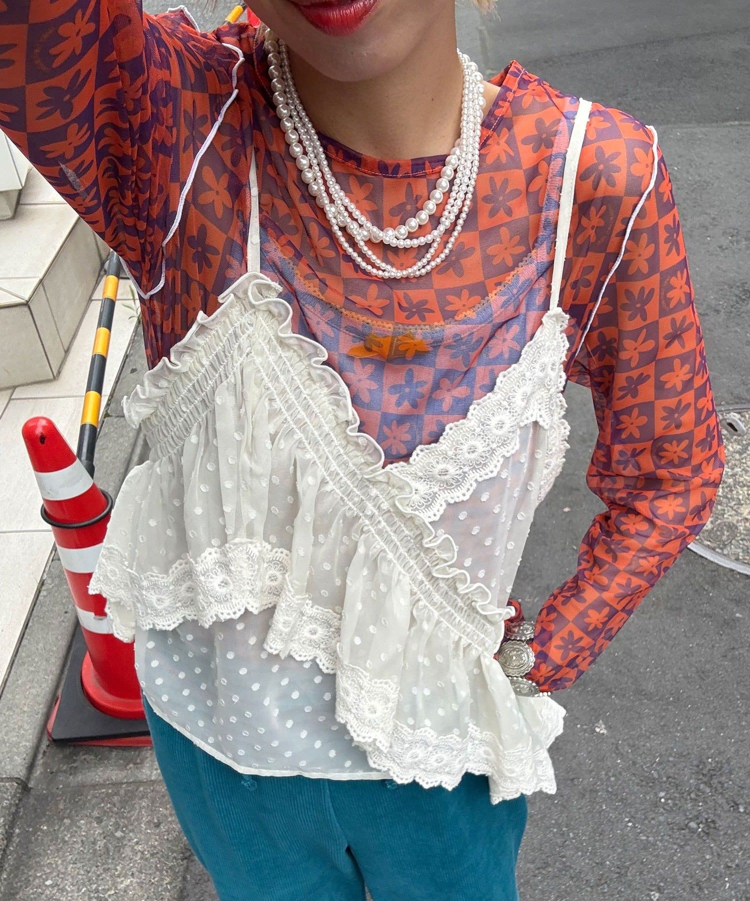 チャオパニックサンフランシスコシティチャンプス コート M HELLO.SANFRANCISCO/ハローサンフランシスコ】ブロックフラワー