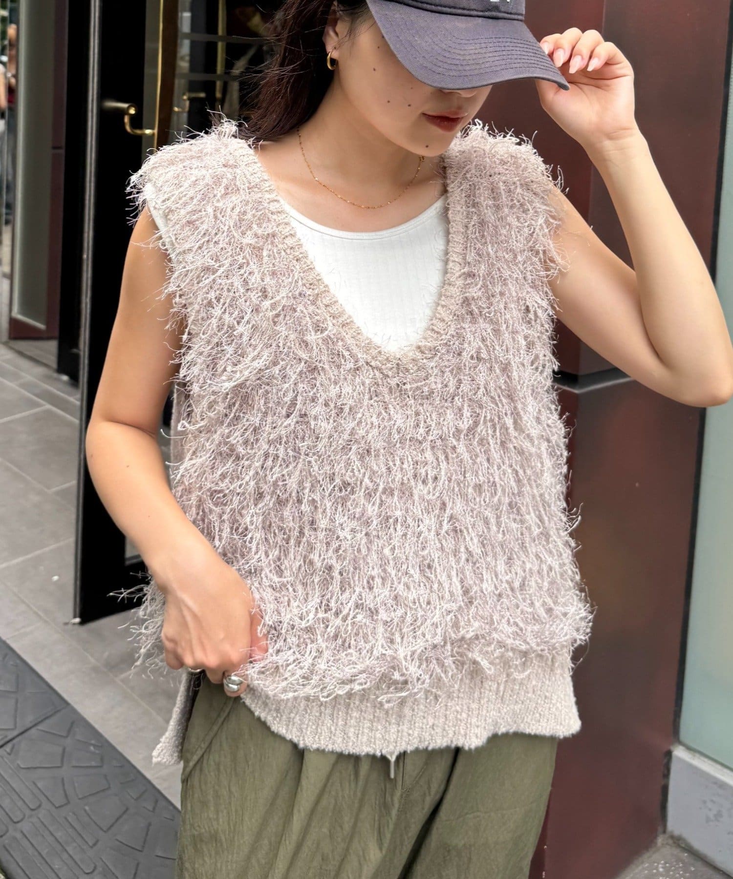 CIAOPANIC TYPY(チャオパニックティピー) Vネックループフリンジベスト