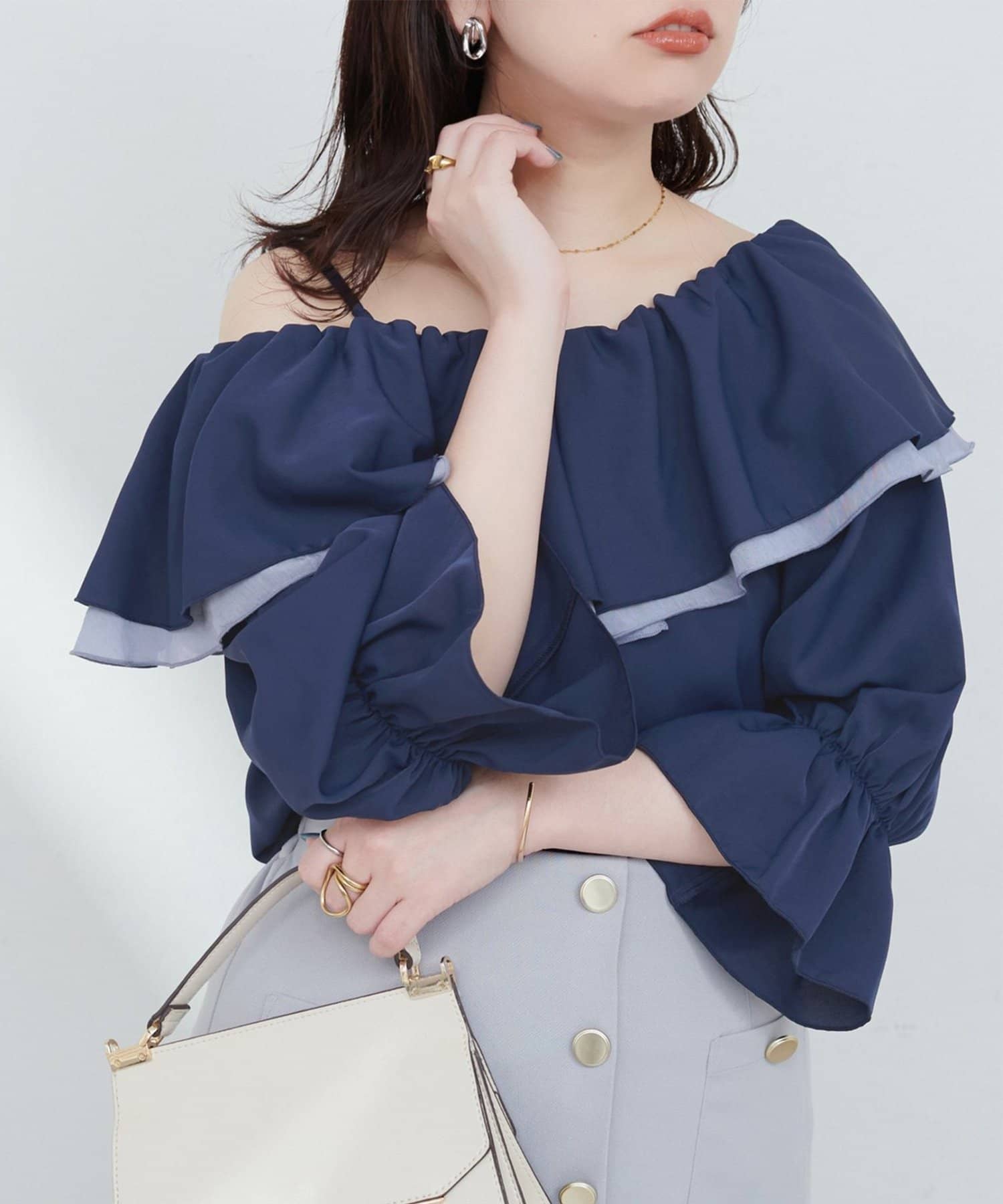 NICE CLAUP / OLIVE des OLIVE OUTLET(ナイスクラップ  / オリーブ デ オリーブ アウトレット) 【natural couture】マルチWAYフリル衿ブラウス