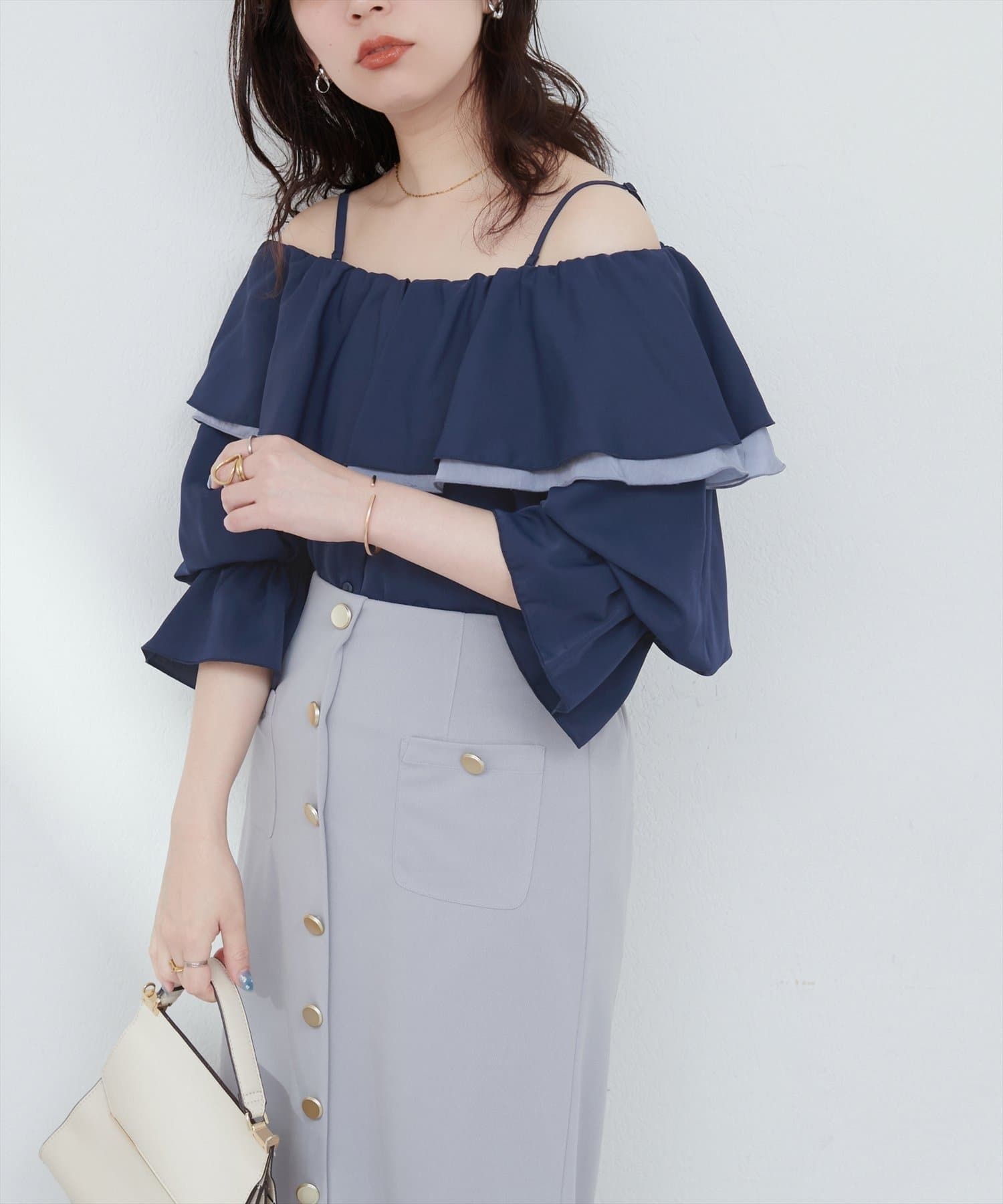 NICE CLAUP / OLIVE des OLIVE OUTLET(ナイスクラップ  / オリーブ デ オリーブ アウトレット) 【natural couture】マルチWAYフリル衿ブラウス