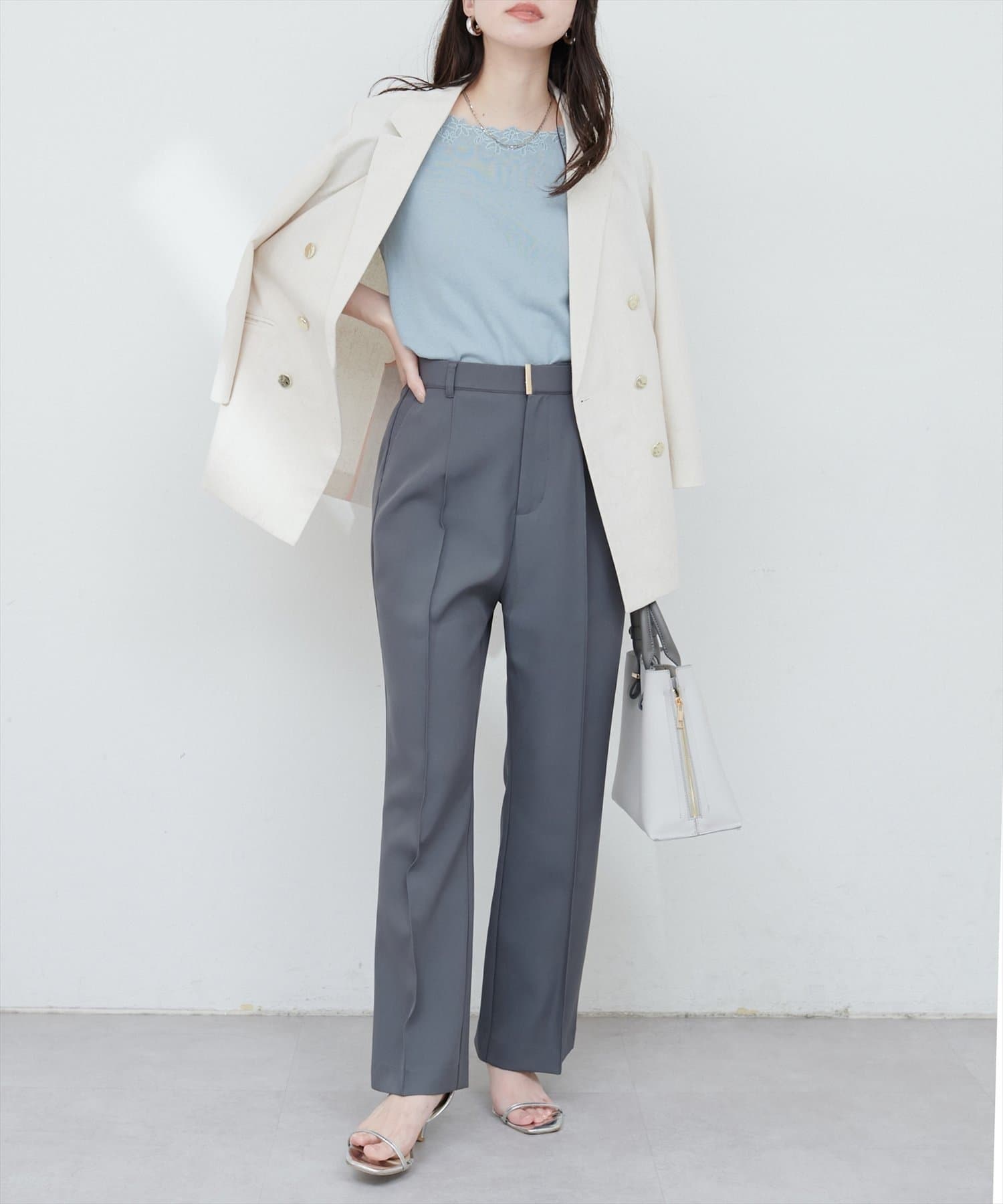 NICE CLAUP / OLIVE des OLIVE OUTLET(ナイスクラップ  / オリーブ デ オリーブ アウトレット) 【natural couture】花刺繍ネック+Vネック２WAYニット