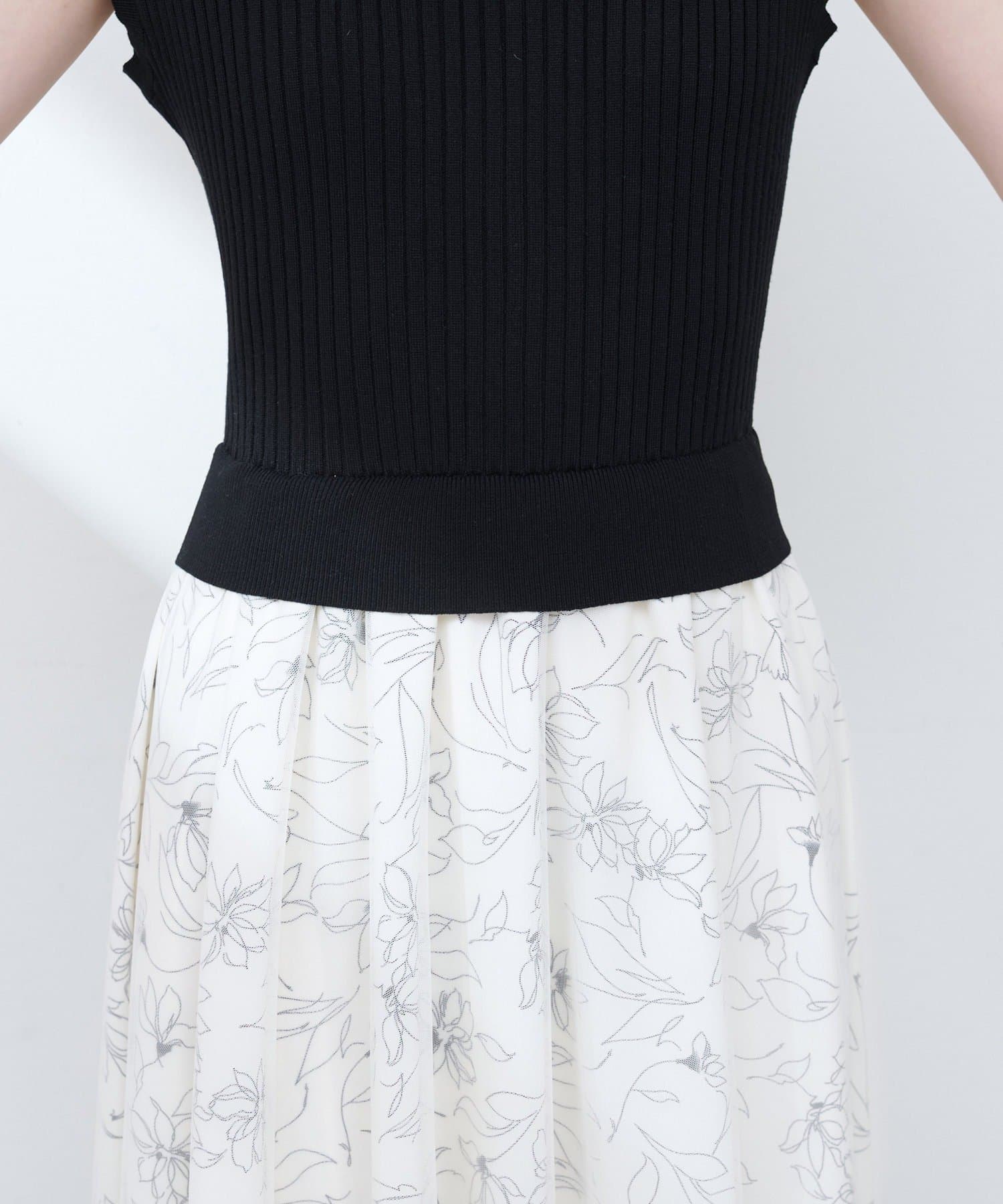 NICE CLAUP / OLIVE des OLIVE OUTLET(ナイスクラップ  / オリーブ デ オリーブ アウトレット) 【natural couture】ニット×チュールドッキングワンピース