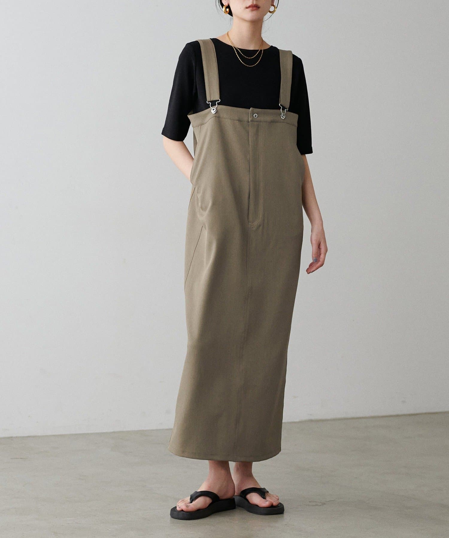 NICE CLAUP / OLIVE des OLIVE OUTLET(ナイスクラップ  / オリーブ デ オリーブ アウトレット) 【LARUTA】ツイルサロペットスカート