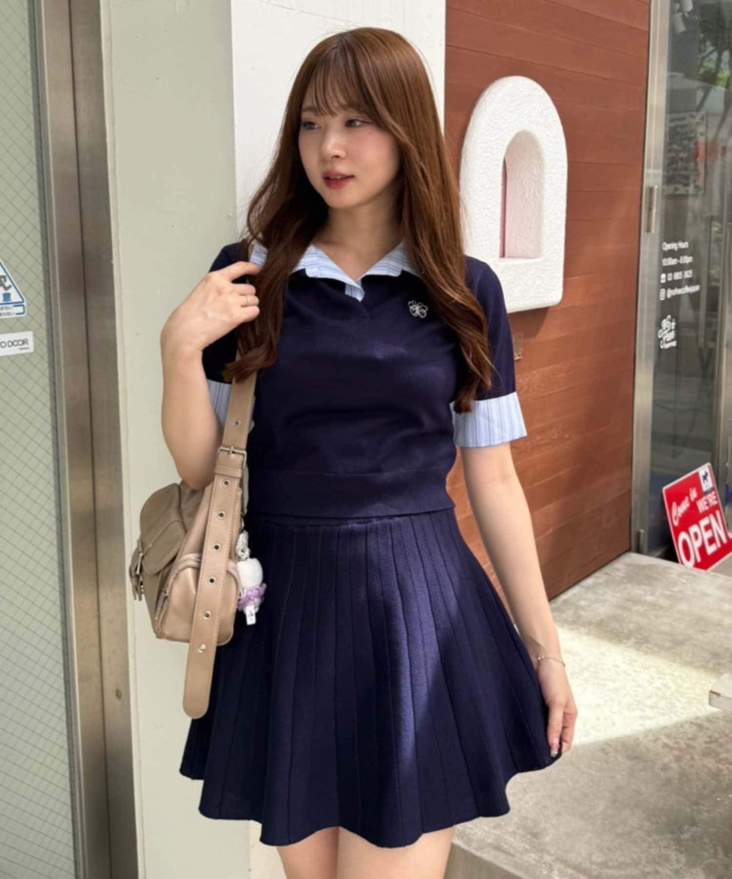 2枚SET】【韓国コーデ叶う！】W衿ポロ+ミニプリーツスカート | Remind