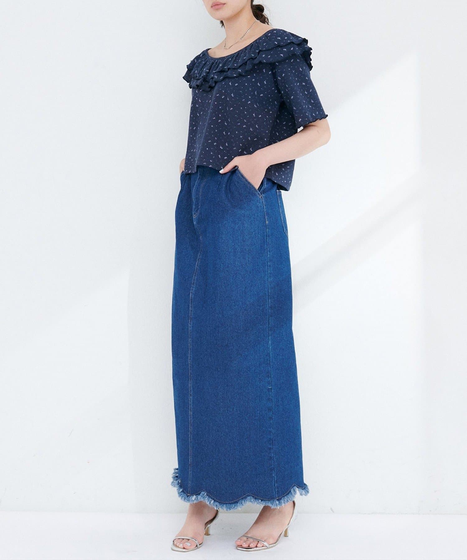 NICE CLAUP / OLIVE des OLIVE OUTLET(ナイスクラップ  / オリーブ デ オリーブ アウトレット) 【natural couture】ワッフルフリルtops