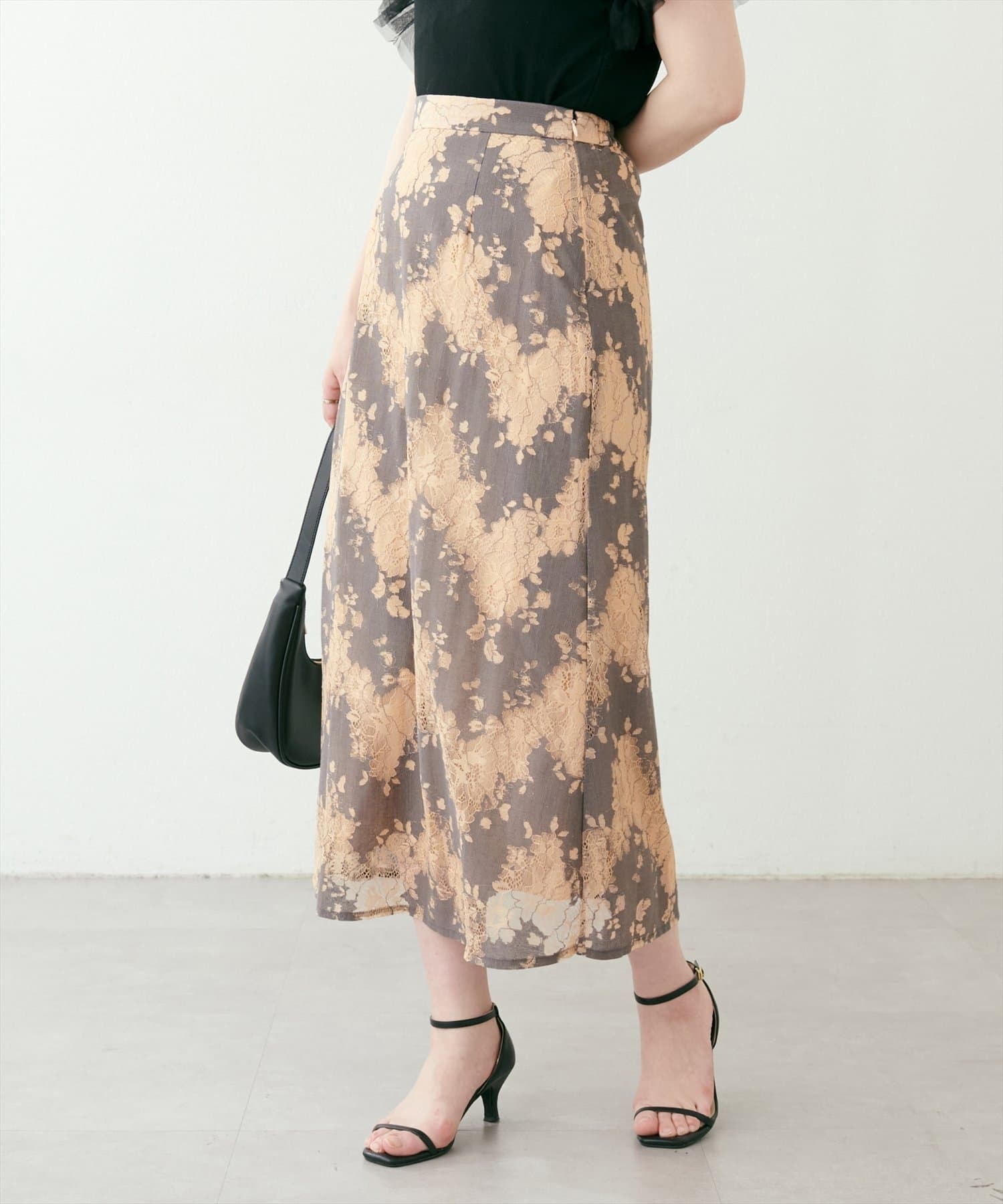 NICE CLAUP / OLIVE des OLIVE OUTLET(ナイスクラップ  / オリーブ デ オリーブ アウトレット) 【natural couture】カラーレースＡラインスカート