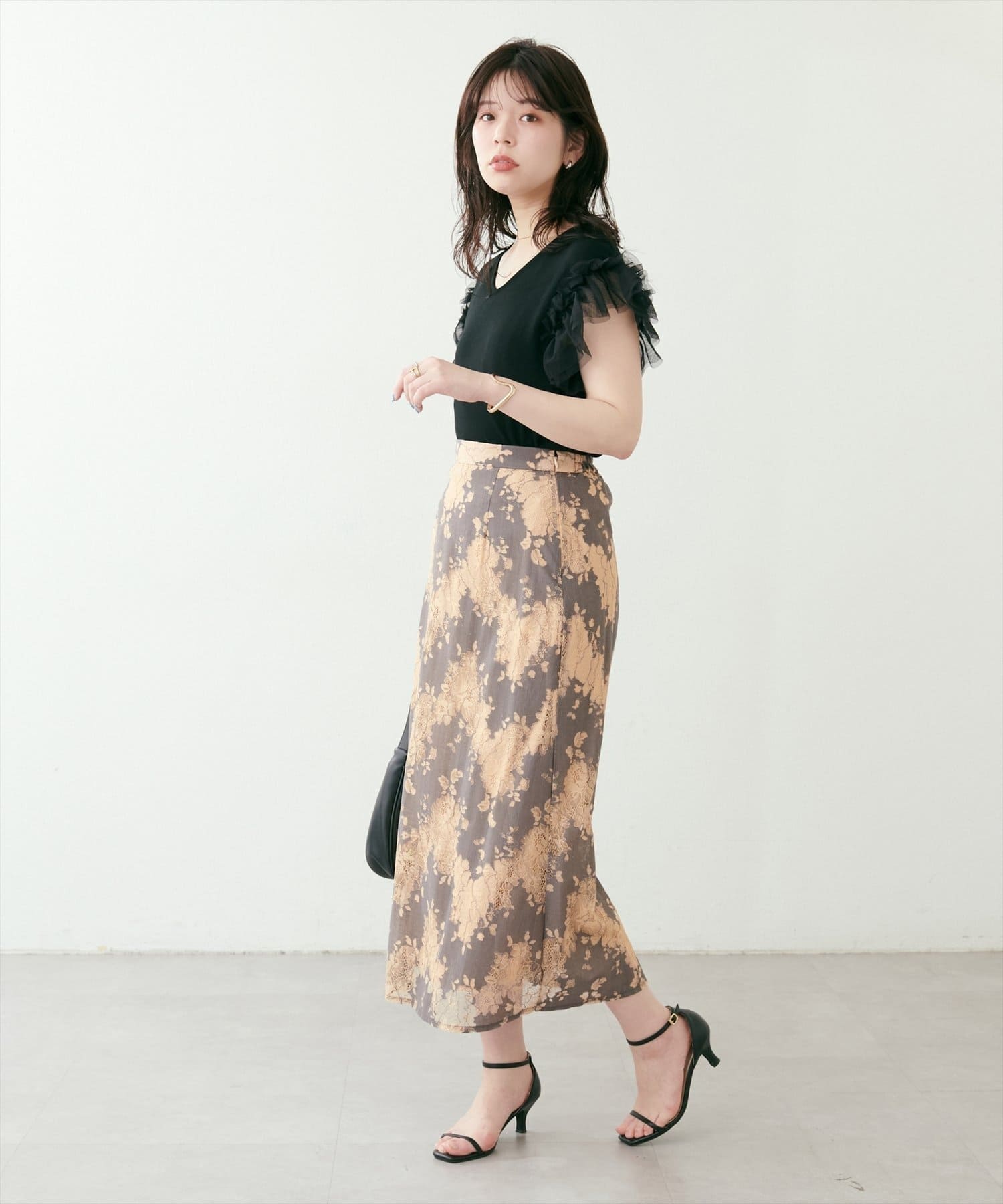 NICE CLAUP / OLIVE des OLIVE OUTLET(ナイスクラップ  / オリーブ デ オリーブ アウトレット) 【natural couture】カラーレースＡラインスカート