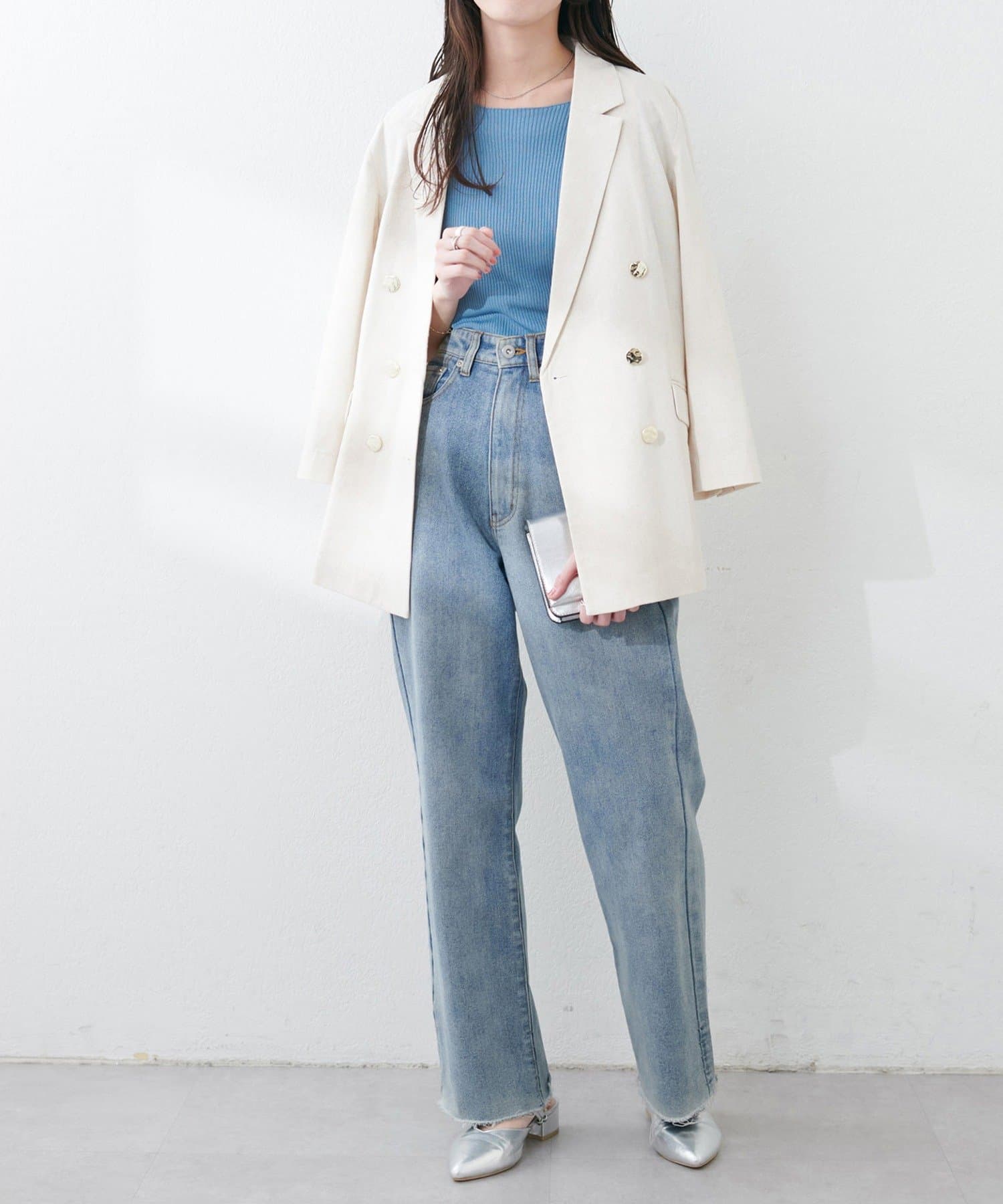 NICE CLAUP / OLIVE des OLIVE OUTLET(ナイスクラップ  / オリーブ デ オリーブ アウトレット) 【natural couture】袖口フラワー刺繍リブニット