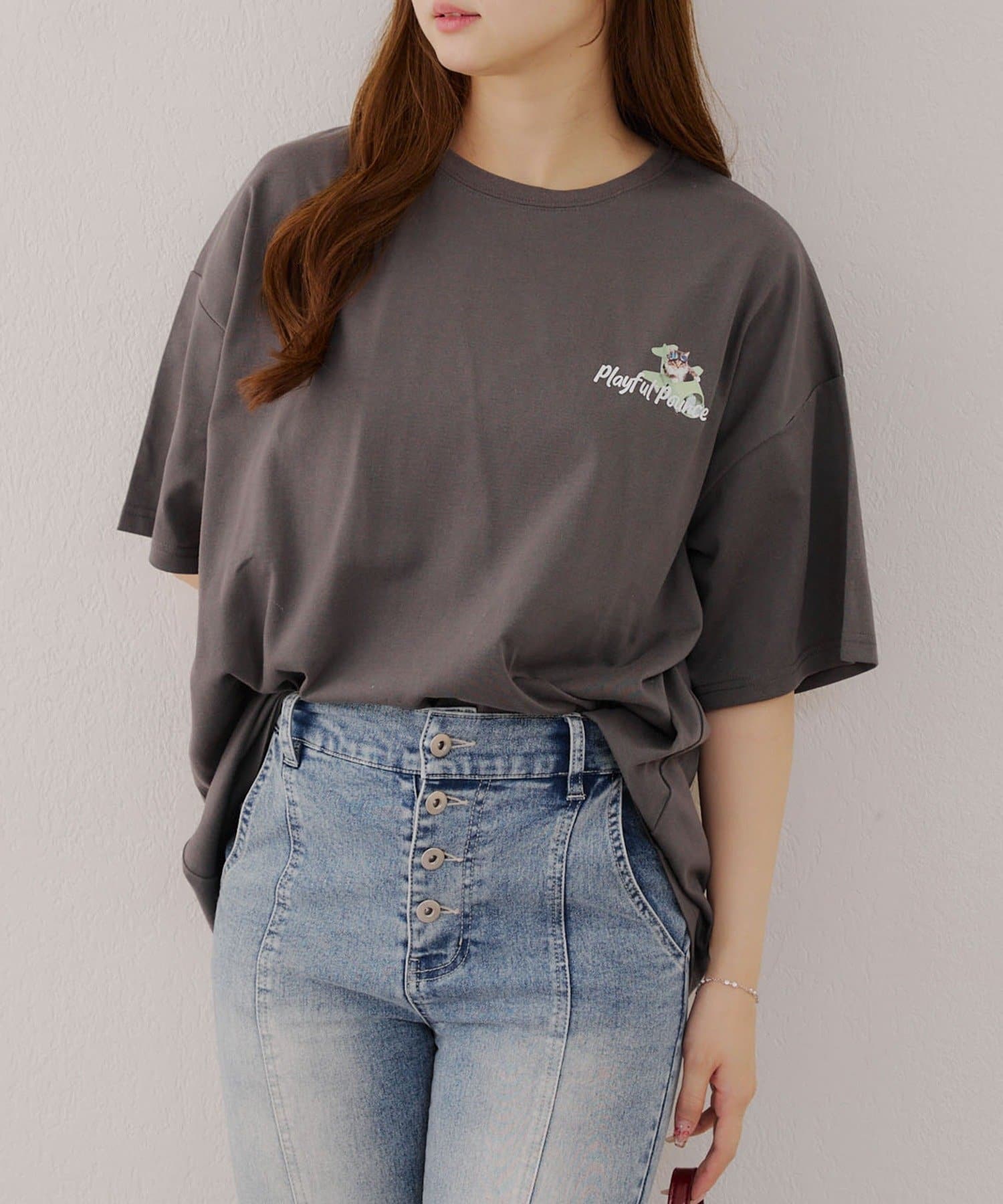 NICE CLAUP / OLIVE des OLIVE OUTLET(ナイスクラップ  / オリーブ デ オリーブ アウトレット) 【RMAF】16匹のネコ達BIGTシャツ