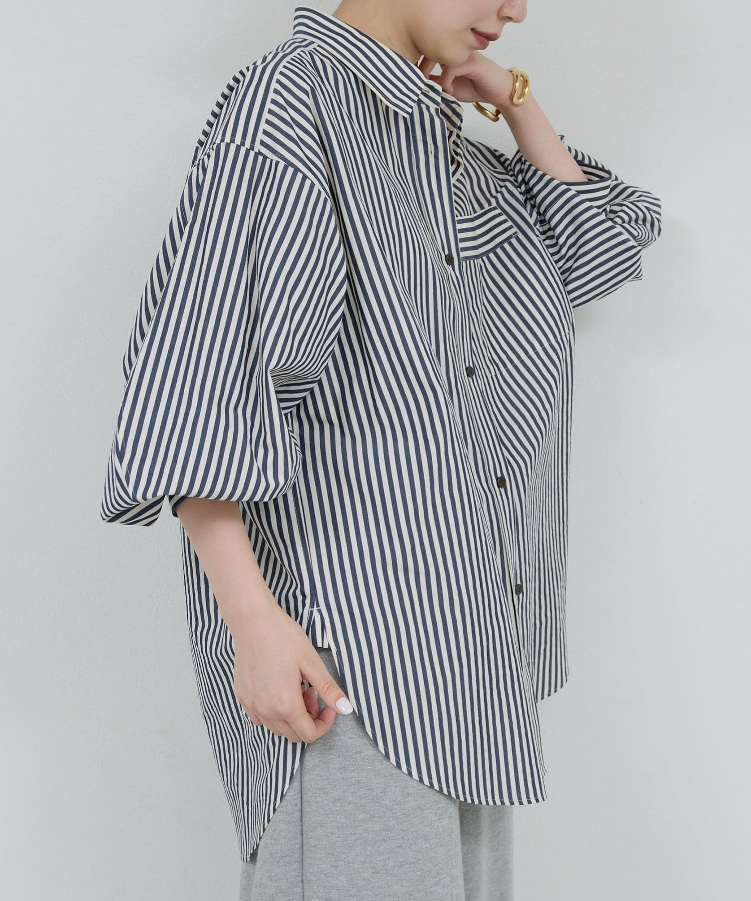 HERITANOVUM】 ロンドンストライプオーバーシャツ