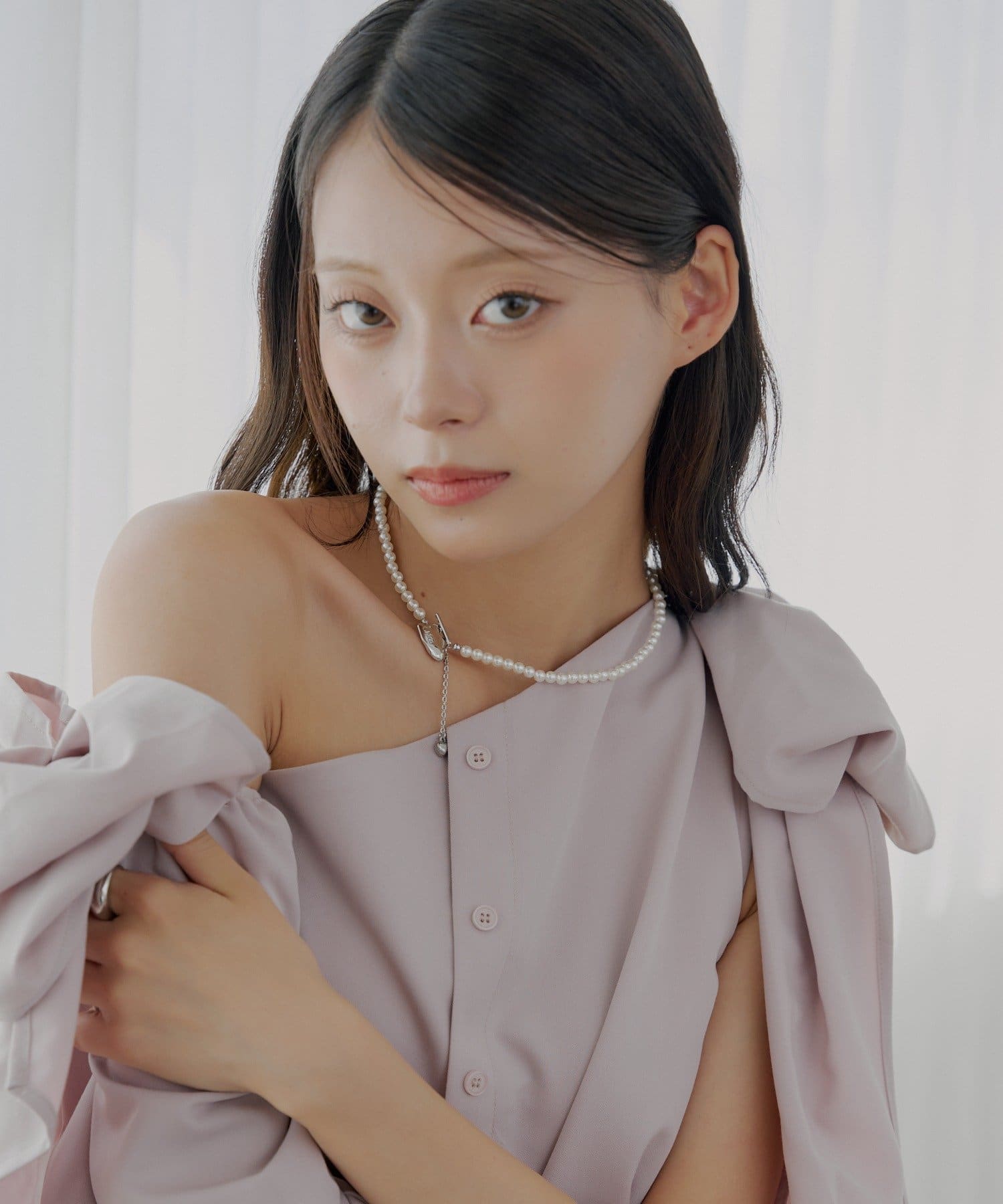 Chico(チコ) 前後2wayハートモチーフパールネックレス