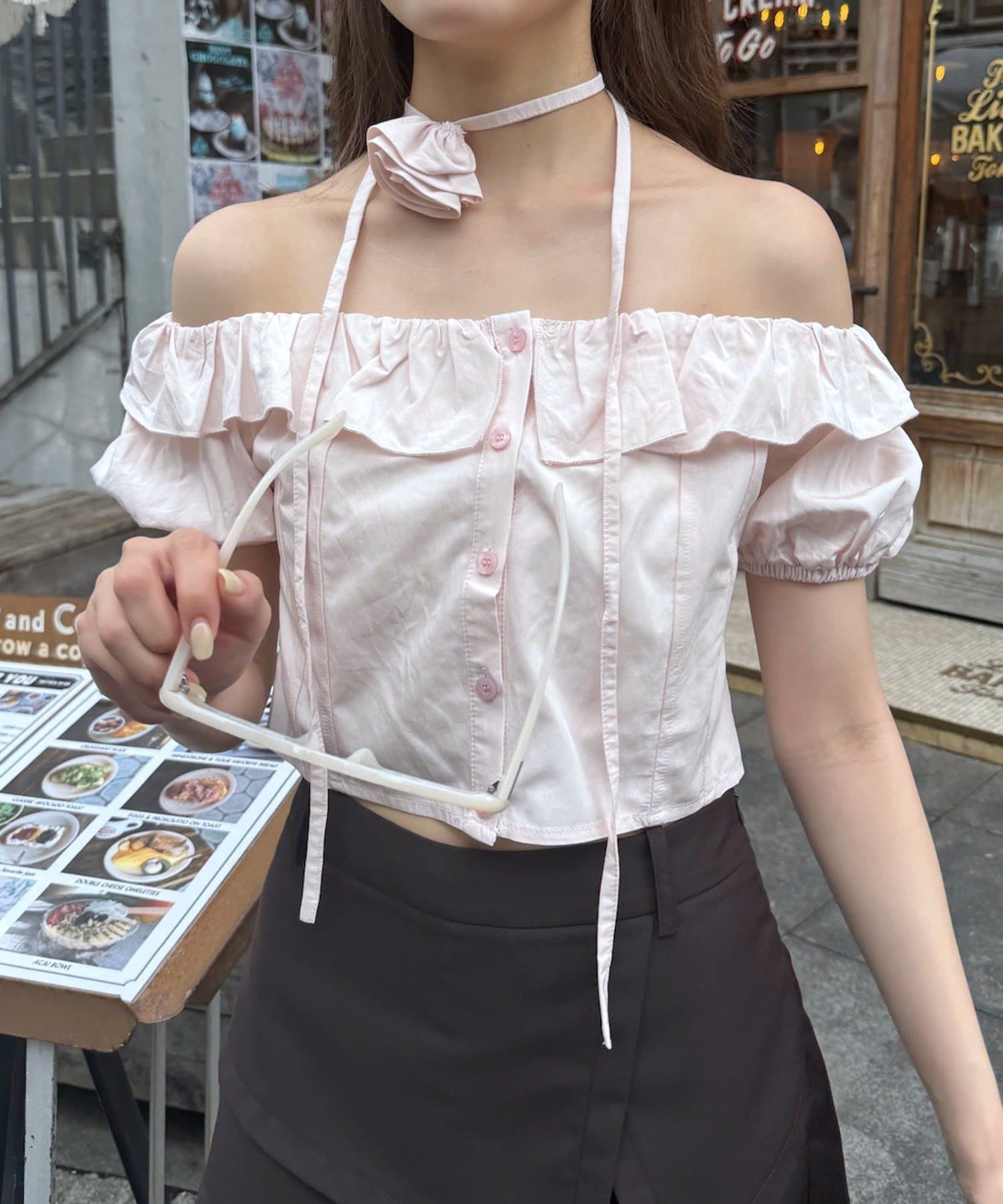 ブラウス シャツ 「mline」ローズチョーカーブラウス レディース mline]ローズチョーカーブラウス | mline(エムライン)レディース