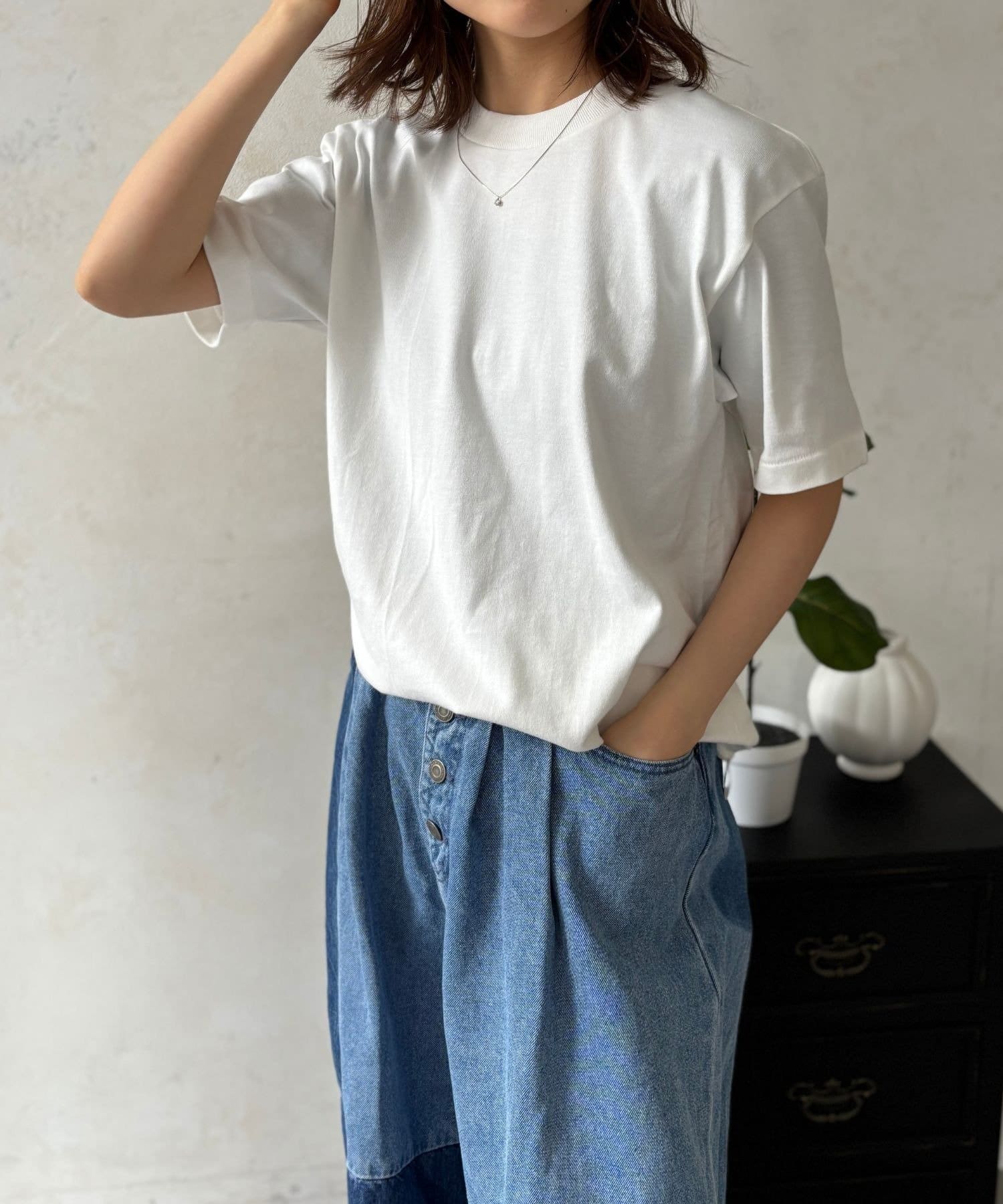 LOCUST(ローカスト) 【Hanes】1PクルーネックTシャツホワイト