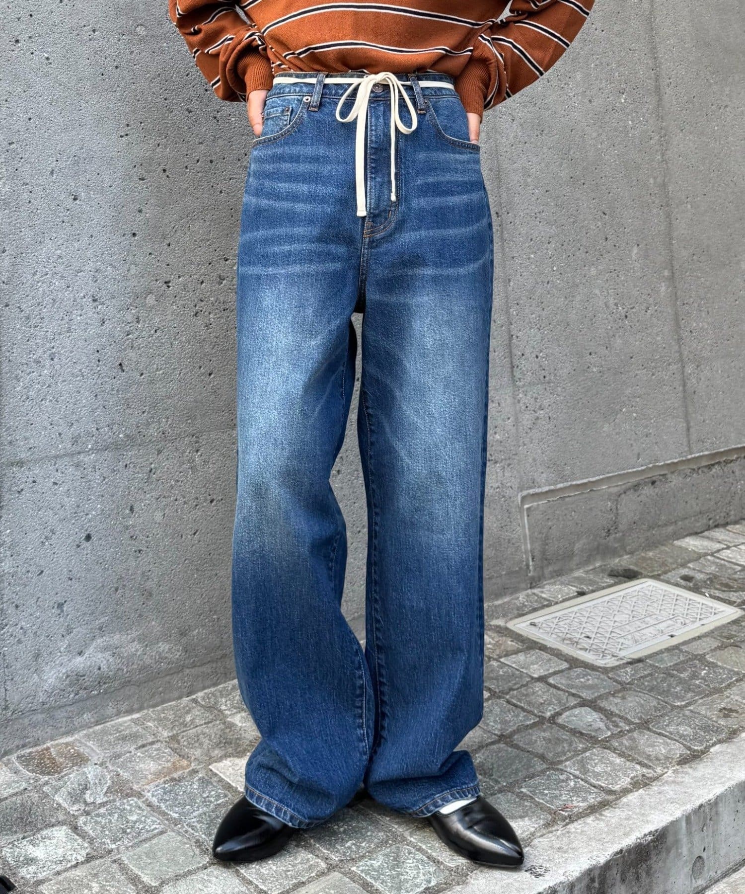CIAOPANIC TYPY(チャオパニックティピー) 【HENRY】vintagedenim/ウエスト紐ベルト付きワイドデニム