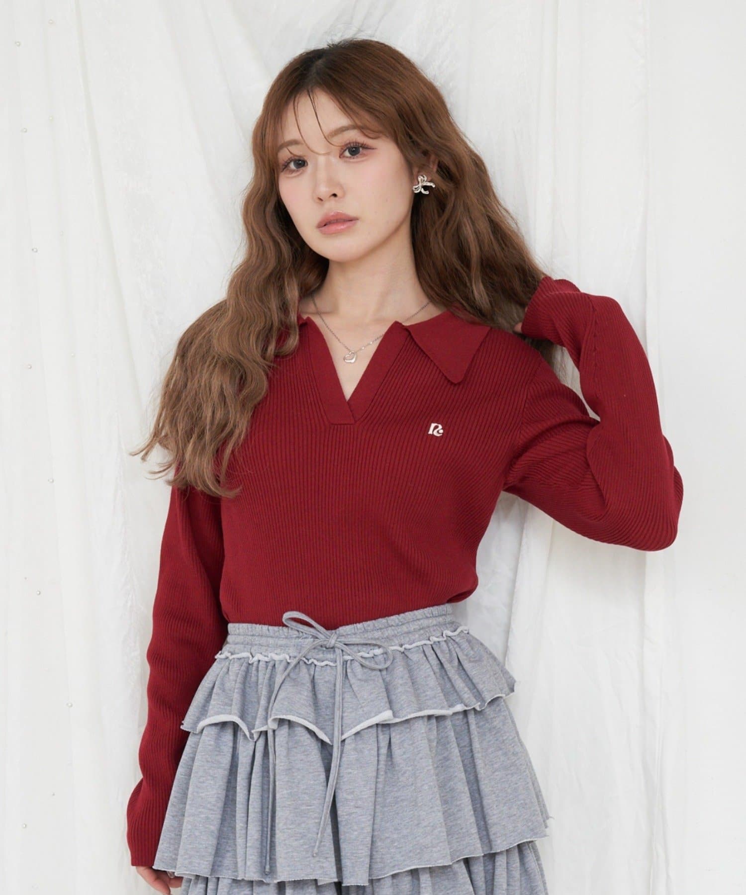 OUTLET(アウトレット) 【RAY CASSIN】胸刺繍スキッパーポロコンパクトニット