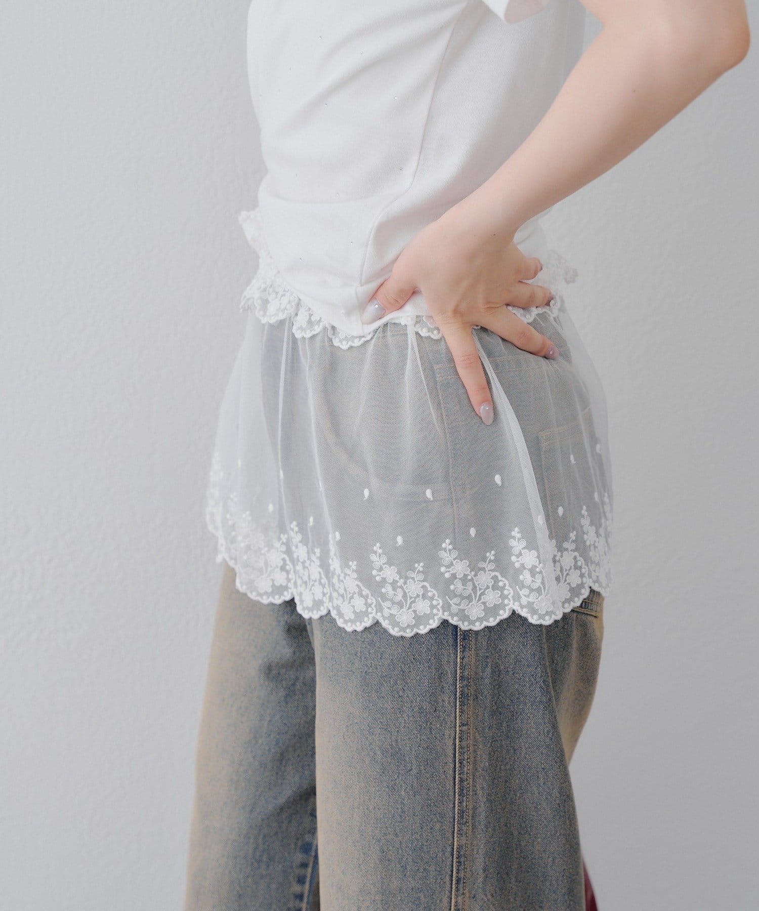 NICE CLAUP / OLIVE des OLIVE OUTLET(ナイスクラップ  / オリーブ デ オリーブ アウトレット) 【RMAF】重ねぎ風スカラップレース