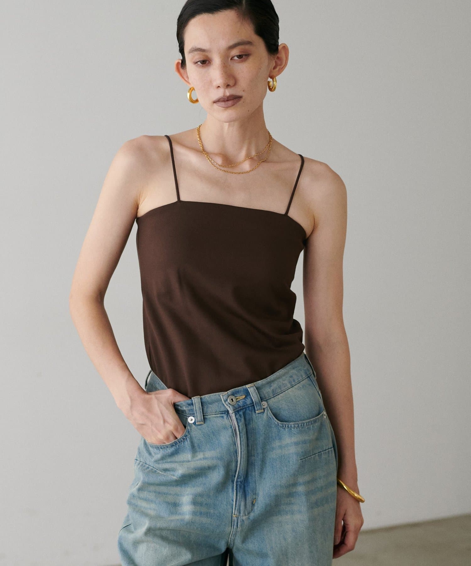 LARUTA(ラルータ) カップ付きレーヨンポンチキャミ