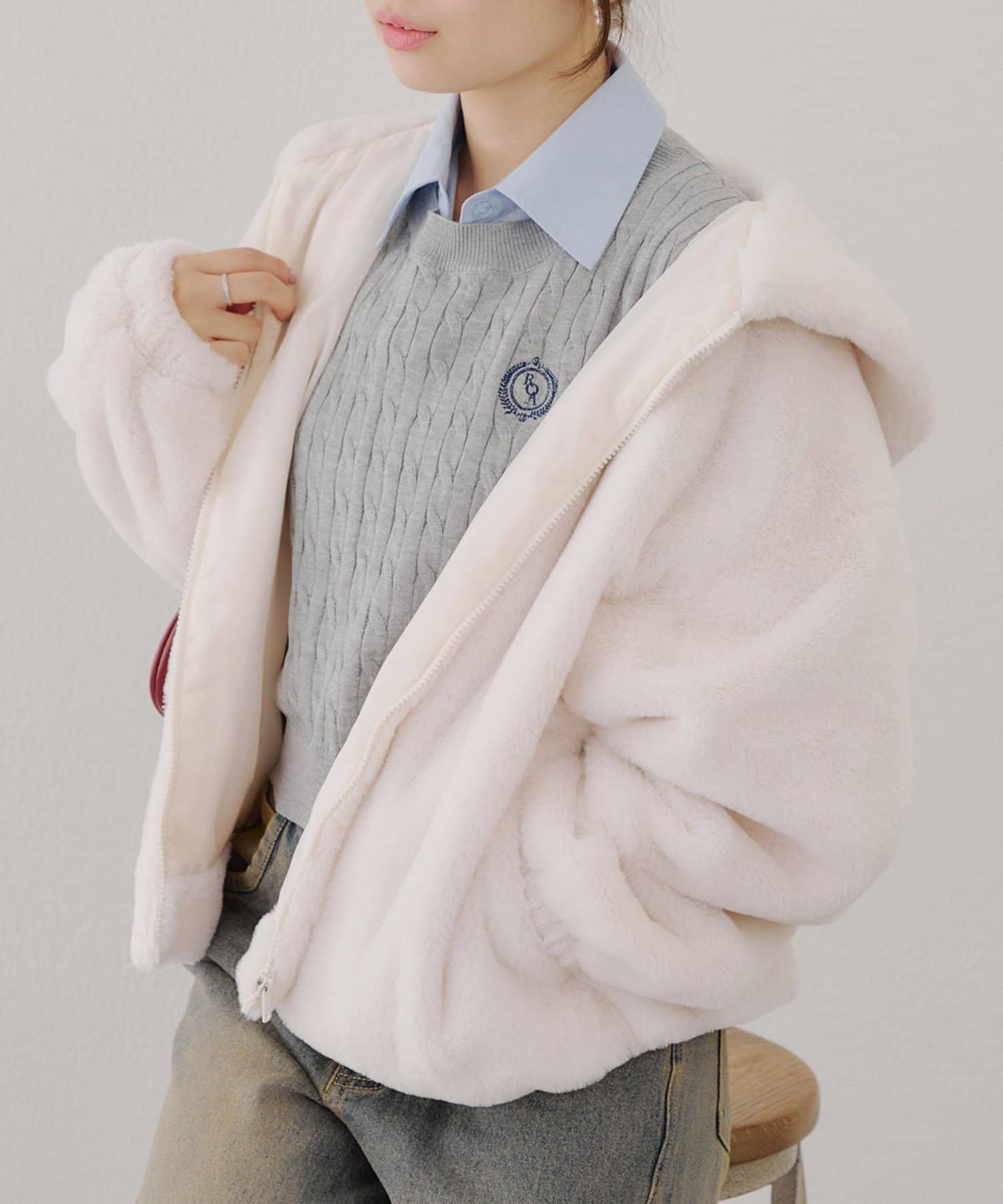 NICE CLAUP / OLIVE des OLIVE OUTLET(ナイスクラップ  / オリーブ デ オリーブ アウトレット) 【continuer】ファーボリュームフードパーカー