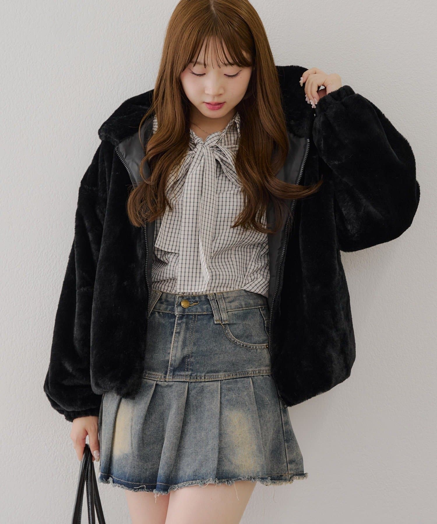 NICE CLAUP / OLIVE des OLIVE OUTLET(ナイスクラップ  / オリーブ デ オリーブ アウトレット) 【continuer】ファーボリュームフードパーカー