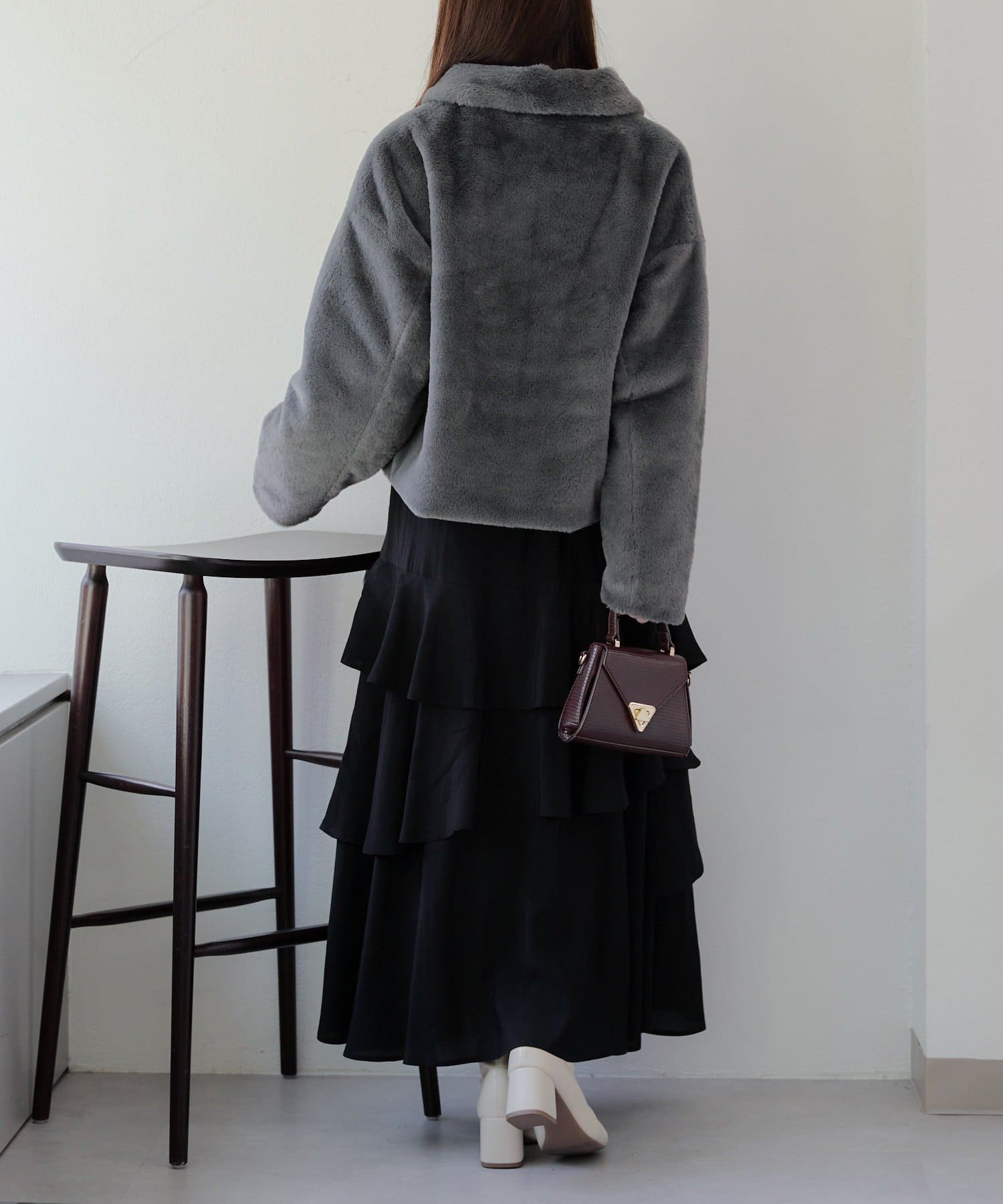 NICE CLAUP / OLIVE des OLIVE OUTLET(ナイスクラップ  / オリーブ デ オリーブ アウトレット) 先行販売【RMAF】キラキラ釦ファーブルゾン