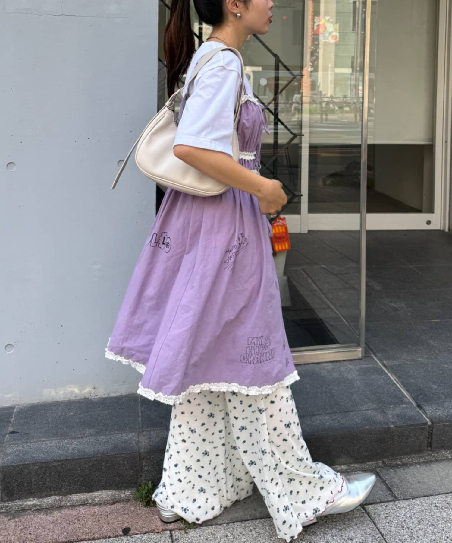 CIAOPANIC TYPY(チャオパニックティピー) 【HELLO.SANFRANCISCO/ハローサンフランシスコ】落書き風プリントキャミレースチュニック