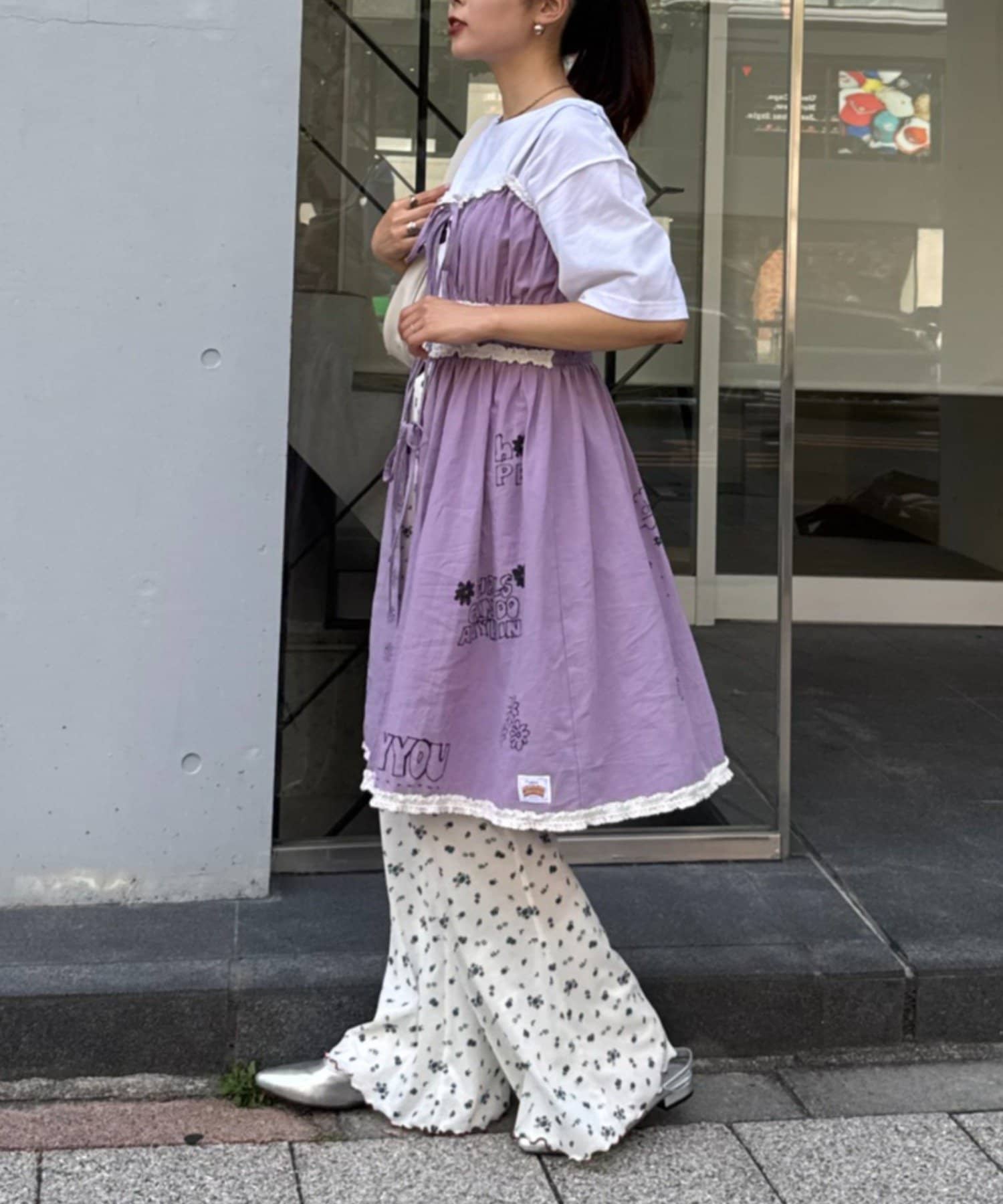 CIAOPANIC TYPY(チャオパニックティピー) 【HELLO.SANFRANCISCO/ハローサンフランシスコ】落書き風プリントキャミレースチュニック