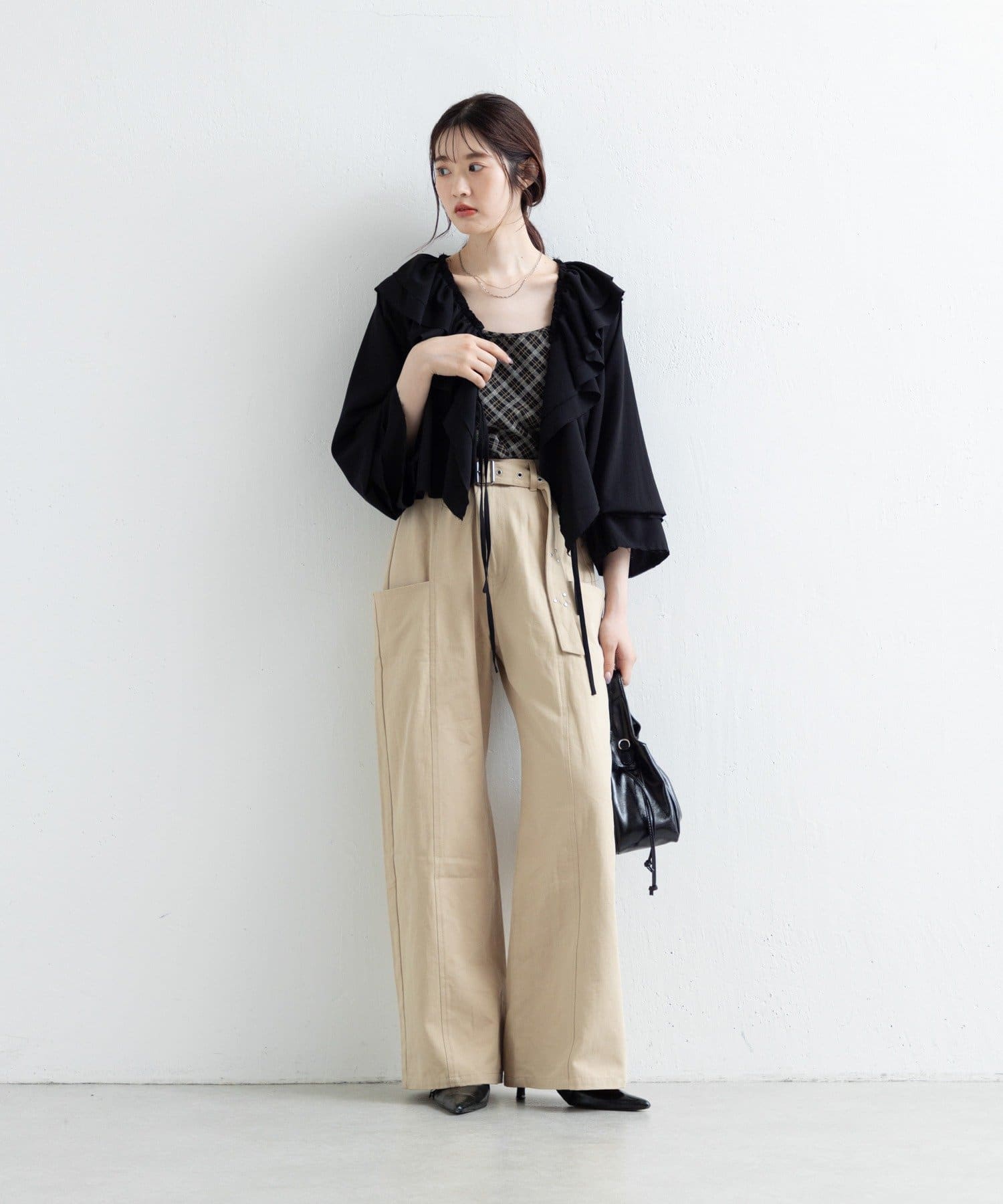 Kastane(カスタネ) 【新色追加/低身長サイズ/2サイズ展開】スタッズサイドポケットパンツ