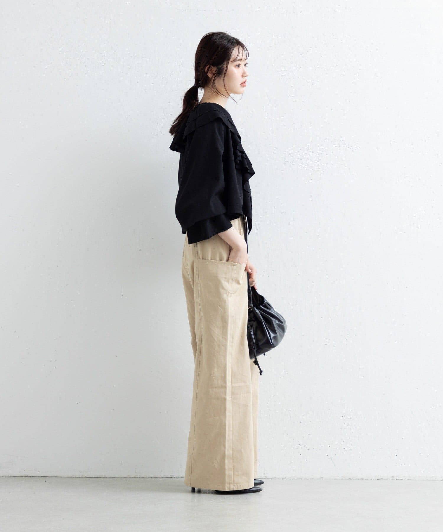 Kastane(カスタネ) 【新色追加/低身長サイズ/2サイズ展開】スタッズサイドポケットパンツ