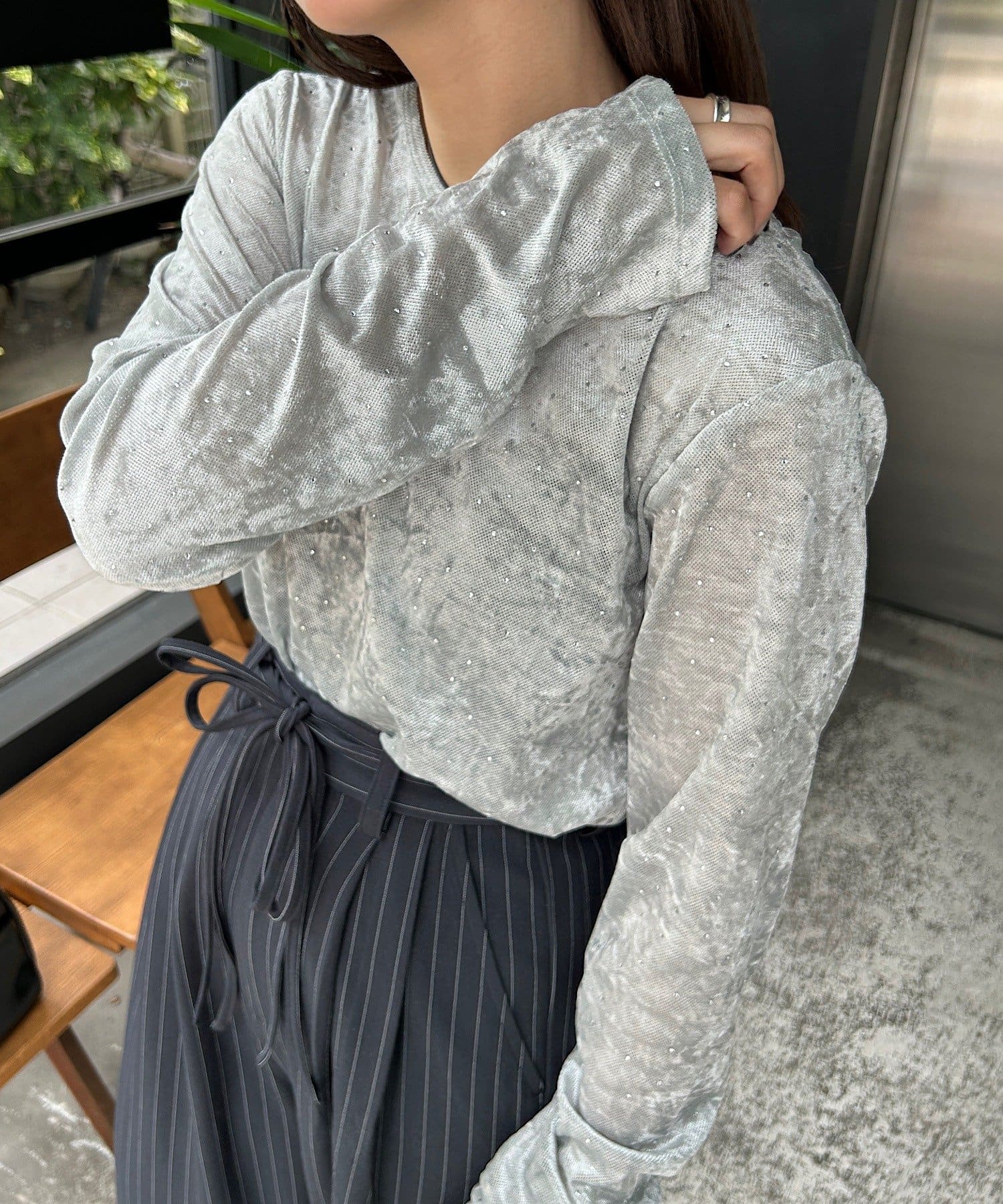 Kastane(カスタネ) 【新色追加/7色展開】スタッズベロアプルオーバー