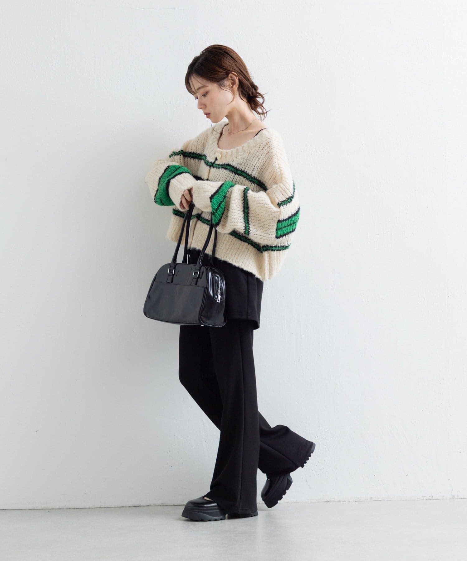 Kastane(カスタネ) 【2025AWカタログ/2WAY】ボーダーモヘアライクニット