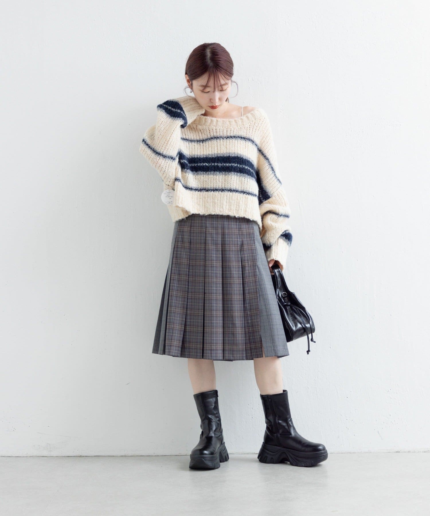 Kastane(カスタネ) 【2WAY】ボーダーモヘアライクニット