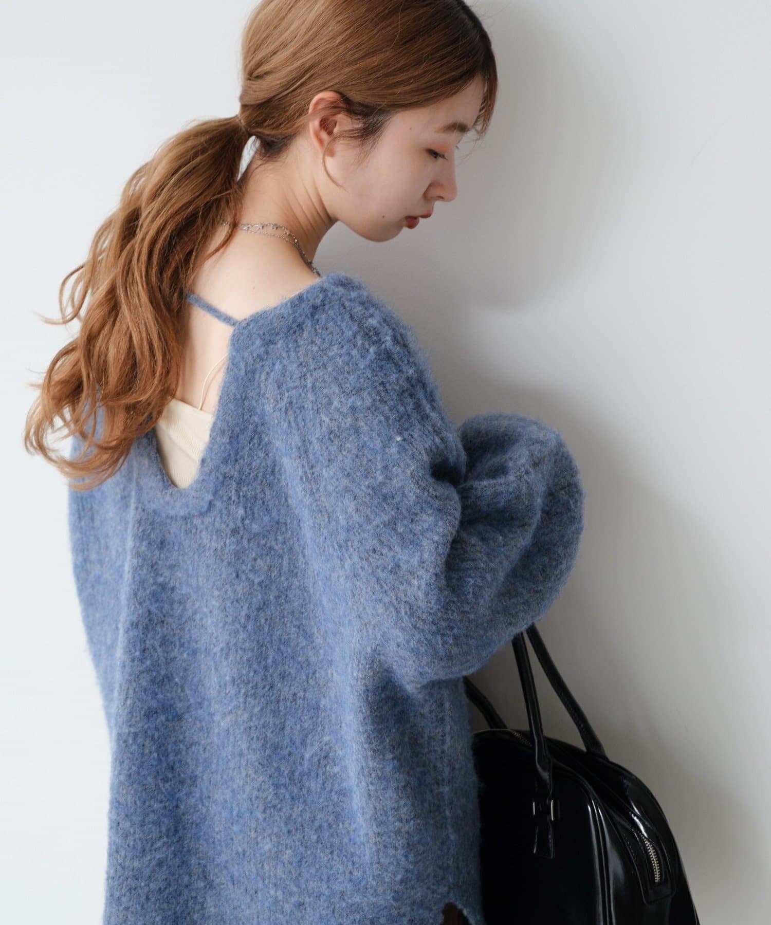 WEB先行/前後2WAY/2025AW】メランジVあきニットプルオーバー