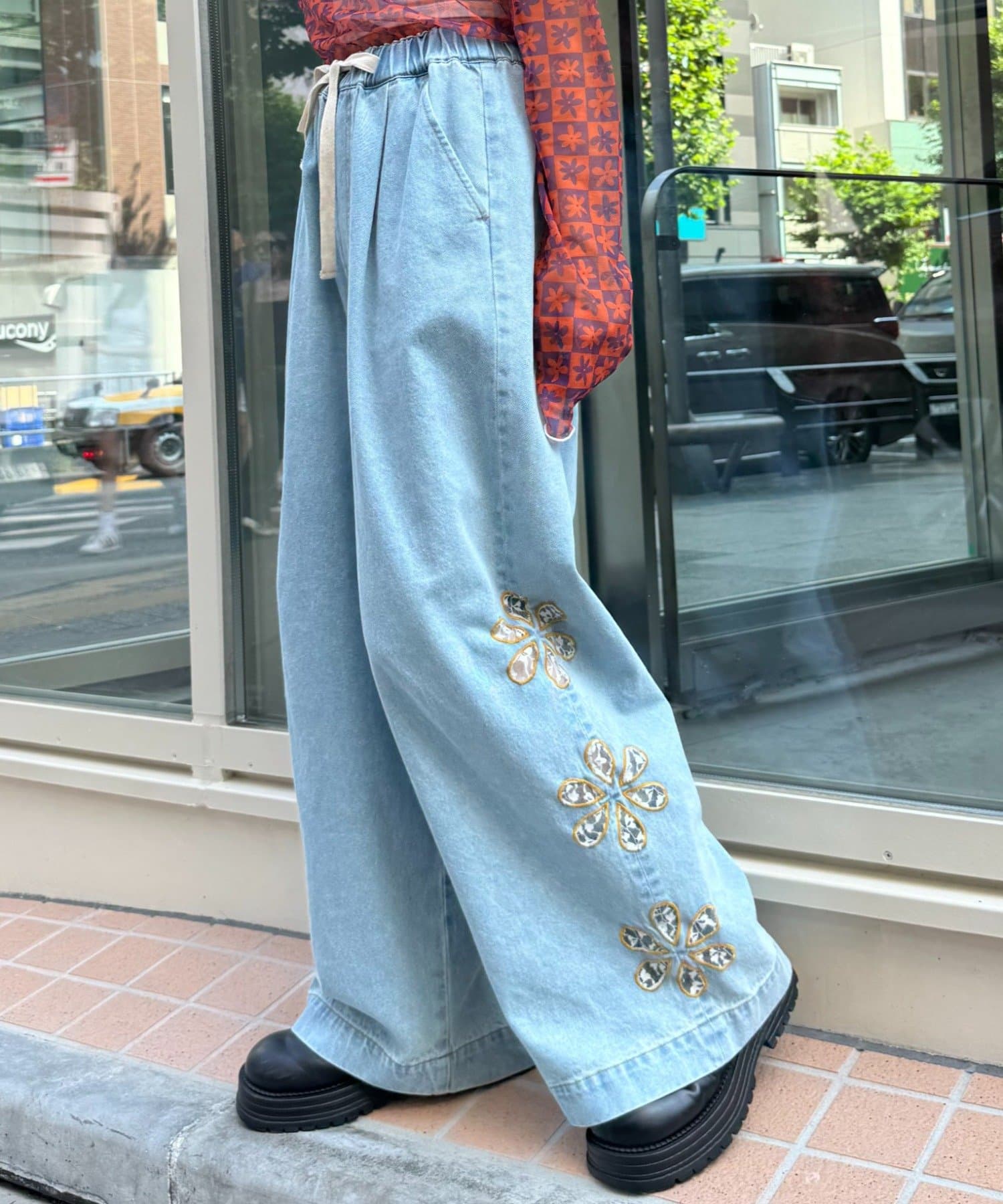 CIAOPANIC TYPY(チャオパニックティピー) 【HELLO.SANFRANCISCO/ハローサンフランシスコ】レースフラワーカットワイドデニム