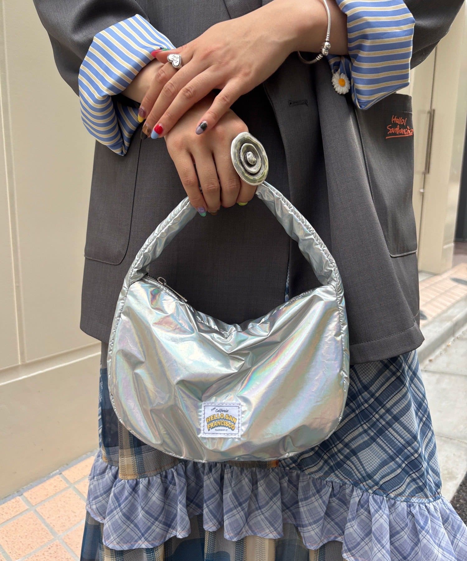 CIAOPANIC(チャオパニック) 【HELLO.SANFRANCISCO/ハローサンフランシスコ】メタリックワンハンドルミニBAG