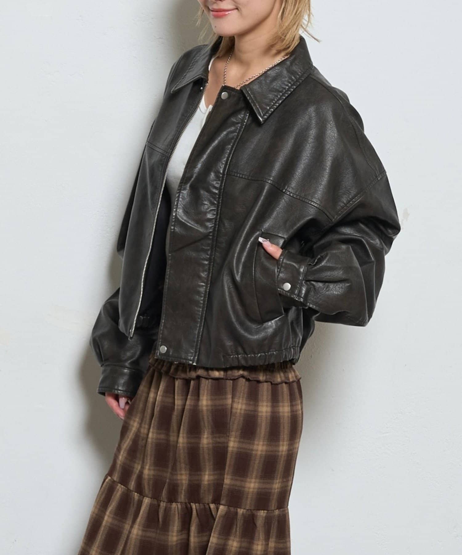 WHO’S WHO gallery ヴィンテージライクフェイクレザーボアブルゾン UNISEX/サイズ展開あり】3way ヴィンテージライクレザーボア