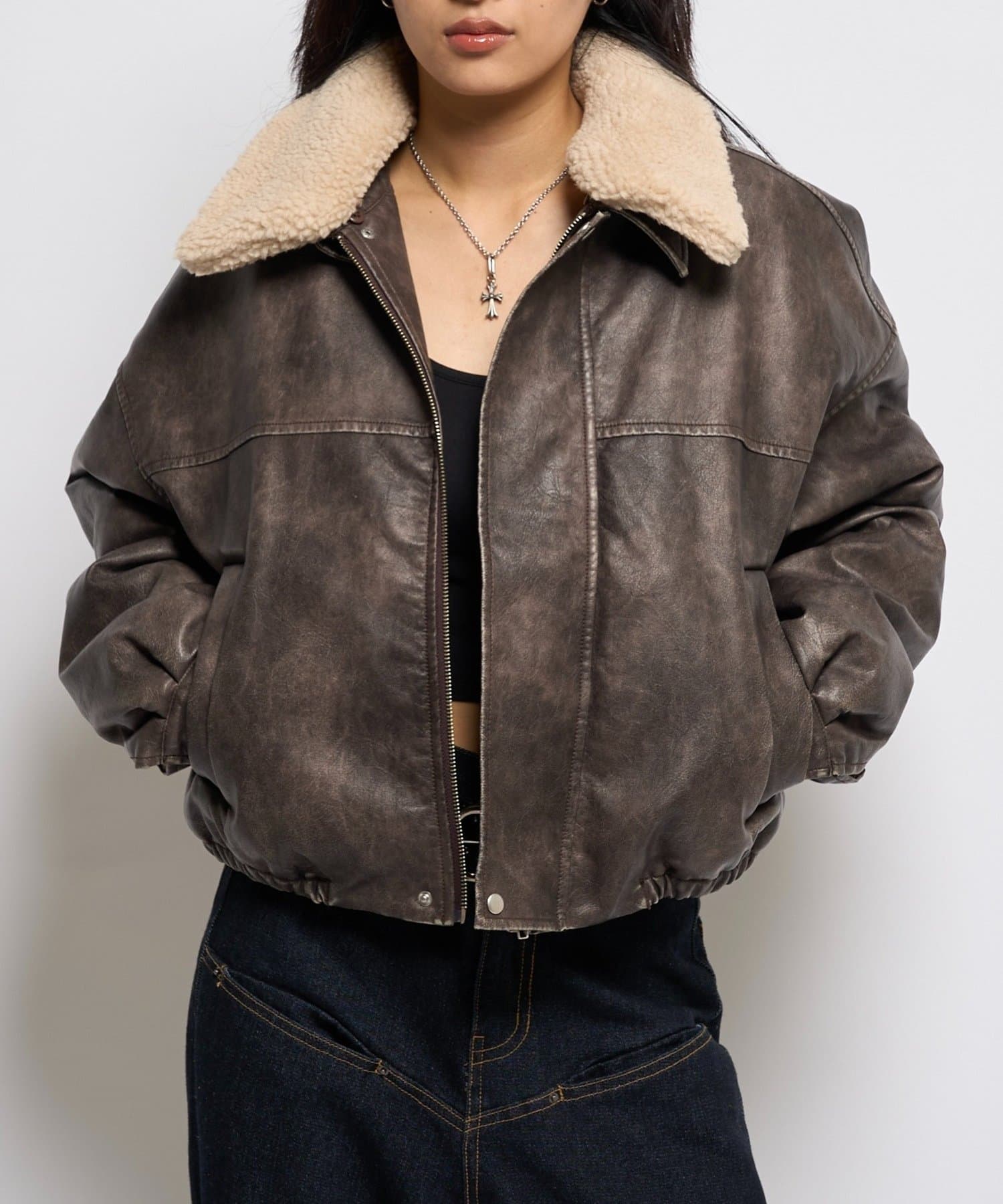 UNISEX/サイズ展開あり】3way ヴィンテージライクレザーボア