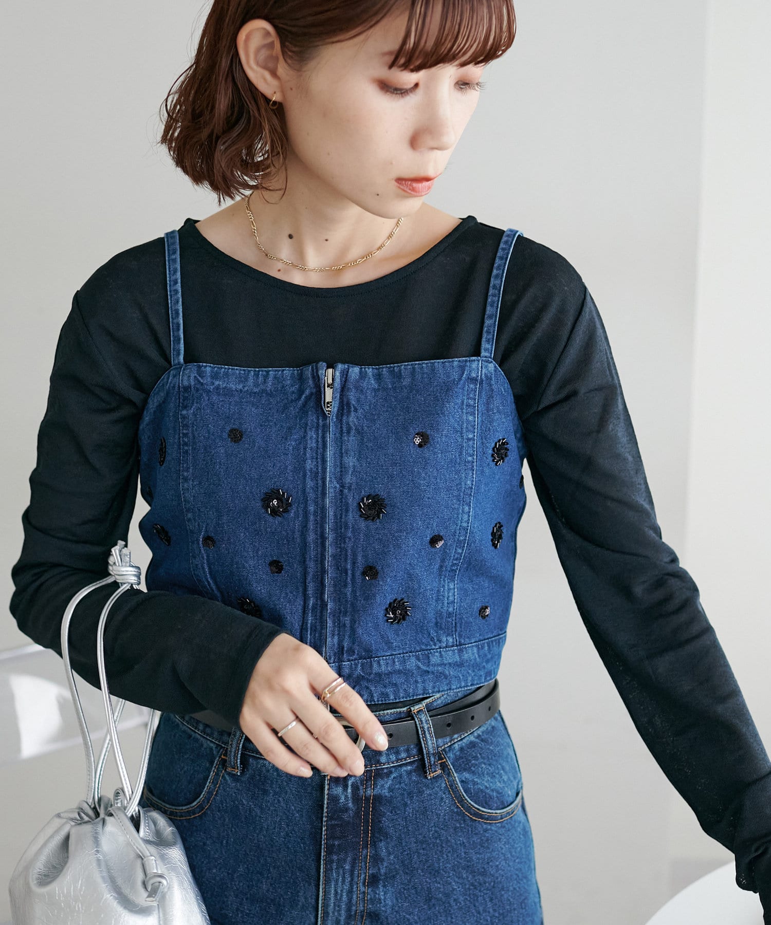 Discoat】ビジュー使いデニムビスチェ | OUTLET(アウトレット