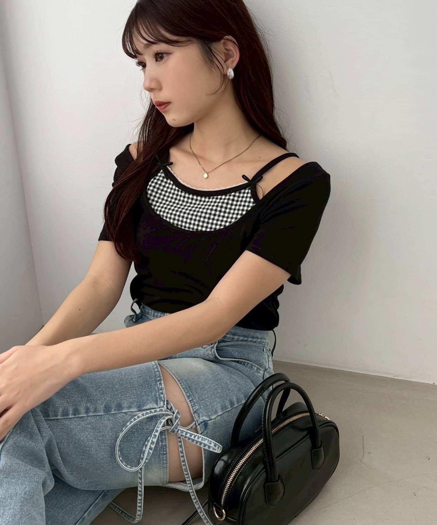 one after another NICE CLAUP(ワンアフターアナザー ナイスクラップ) サイドあき美脚ストレッチデニム