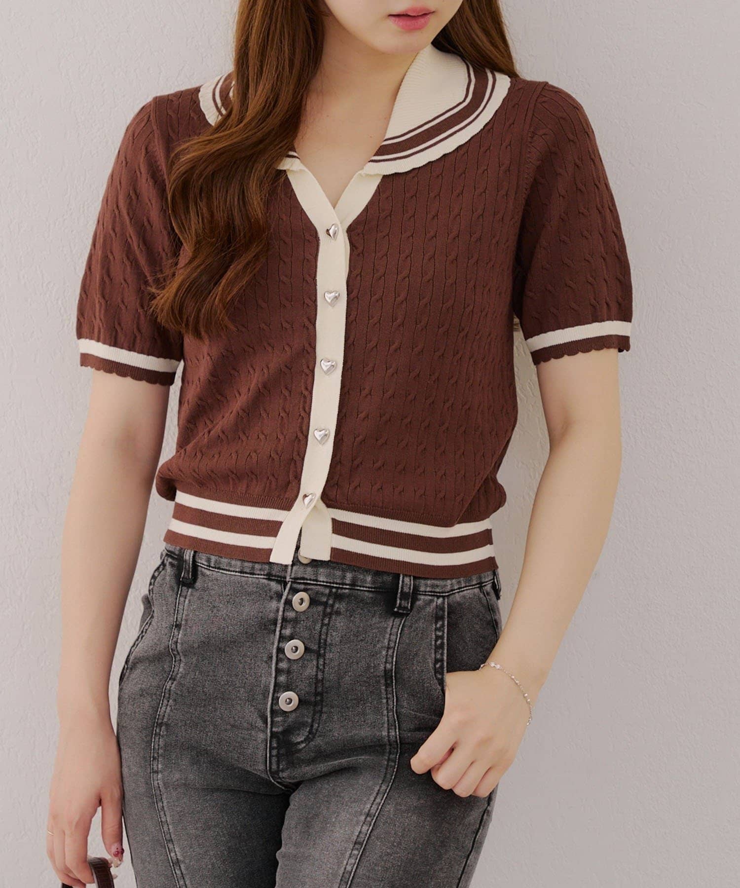 NICE CLAUP / OLIVE des OLIVE OUTLET(ナイスクラップ  / オリーブ デ オリーブ アウトレット) 【RMAF】スカラップスキッパーポロ